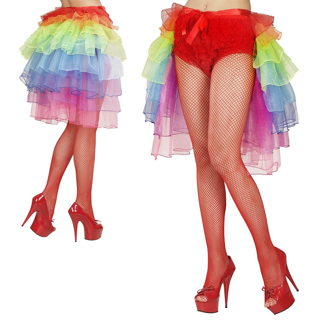 Op deze afbeelding zie je een Kostuums, van het merk Widmann. Show Omslagrok Fantasy Glitter Regenboogkleuren