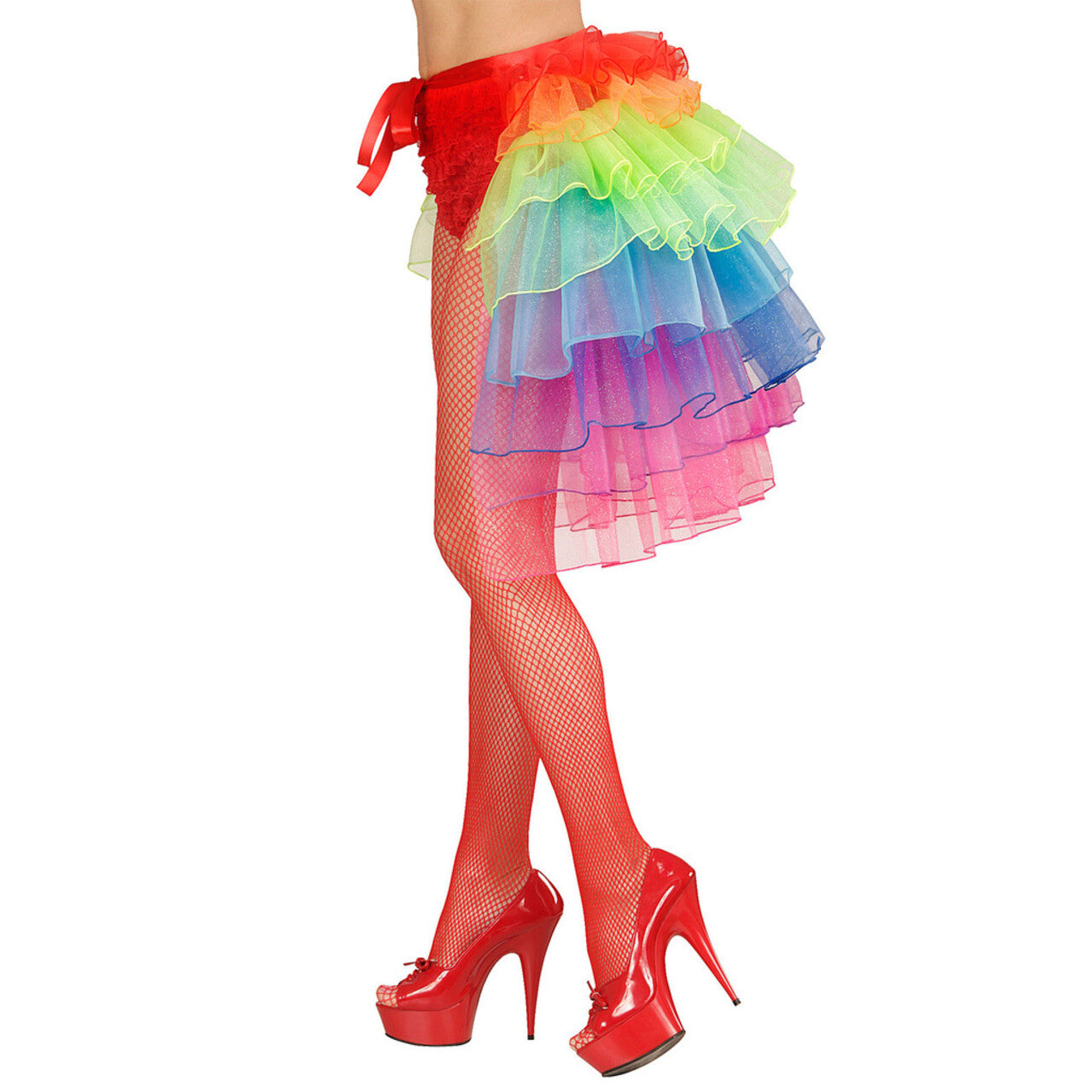 Op deze afbeelding zie je een Kostuums, van het merk Widmann. Show Omslagrok Fantasy Glitter Regenboogkleuren