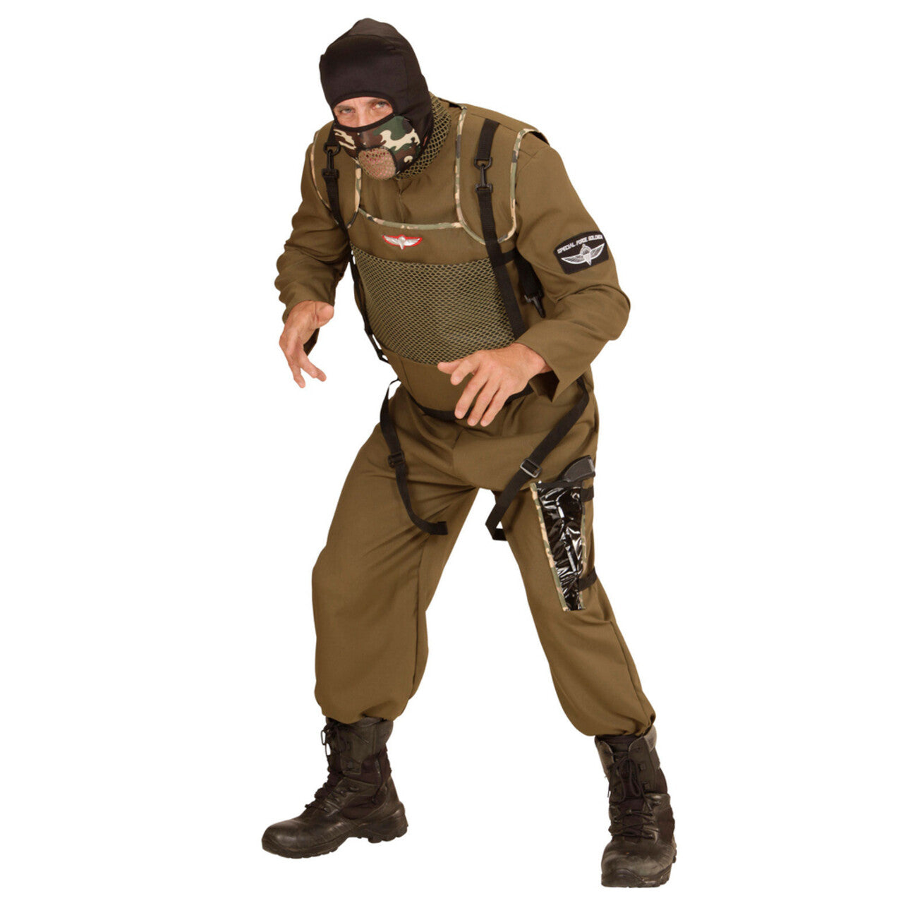 Op deze afbeelding zie je een Kostuums, van het merk Widmann. Delta Parachutist Special Forces Kostuum