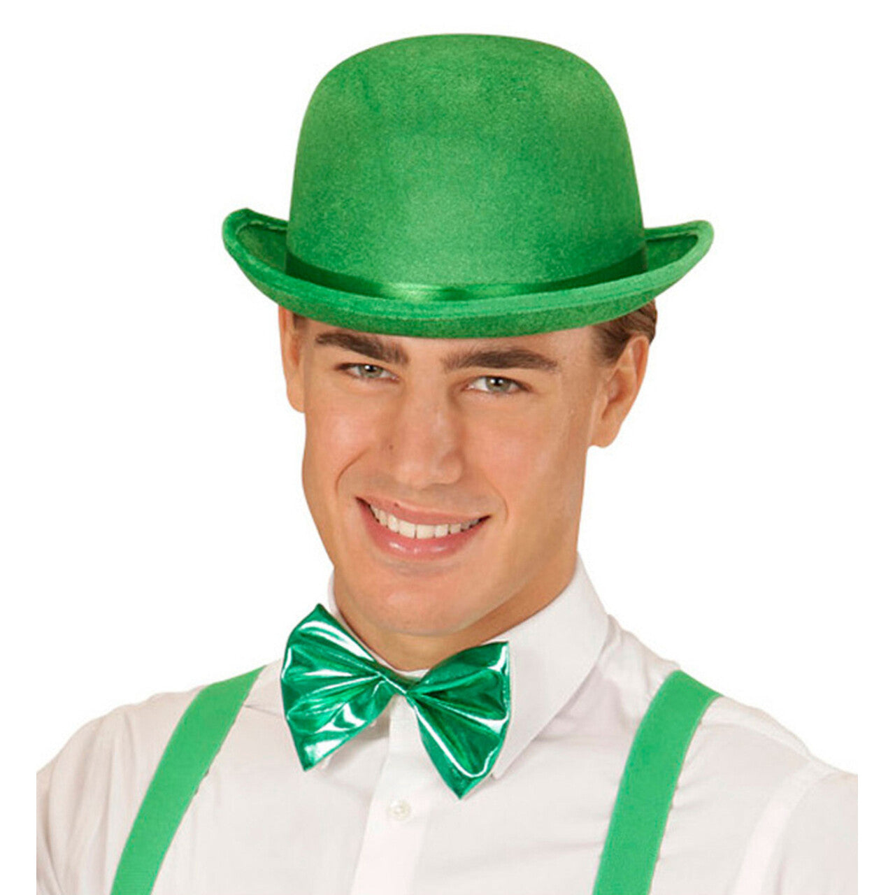 Op deze afbeelding zie je een Accessoires, van het merk Widmann. Circus En Show Strikje Metallic, Groen