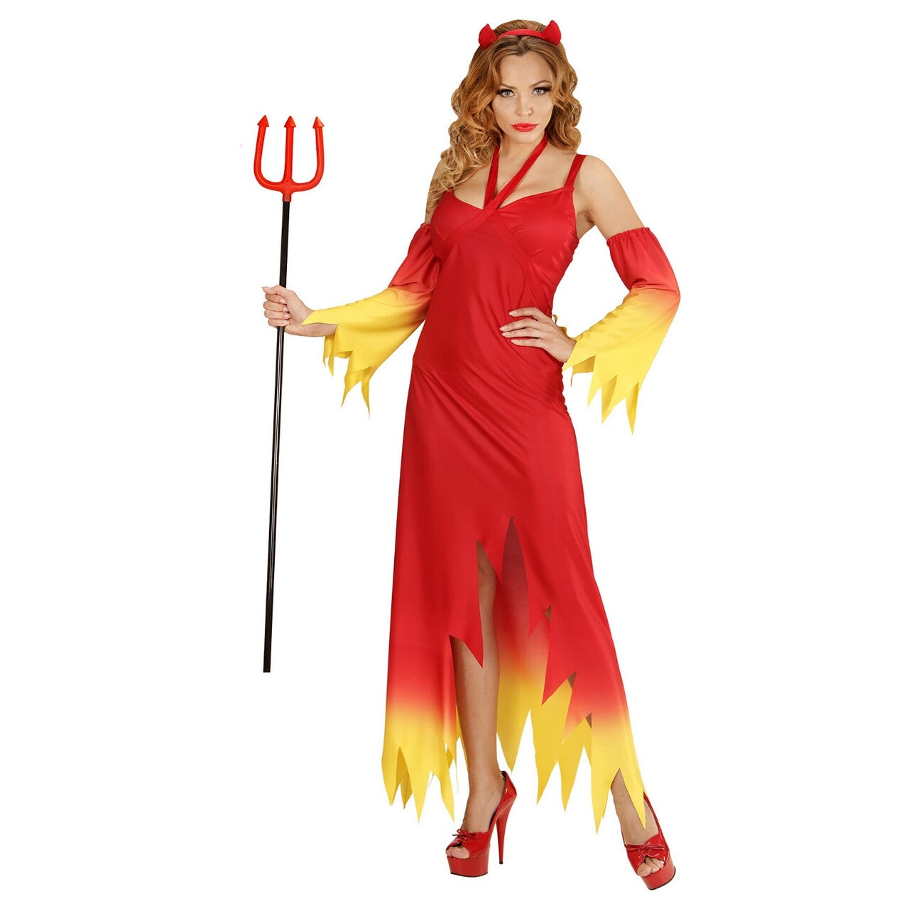 Op deze afbeelding zie je een Kostuums, van het merk Widmann. Fire Devil Duivelse Dame Vrouw Kostuum
