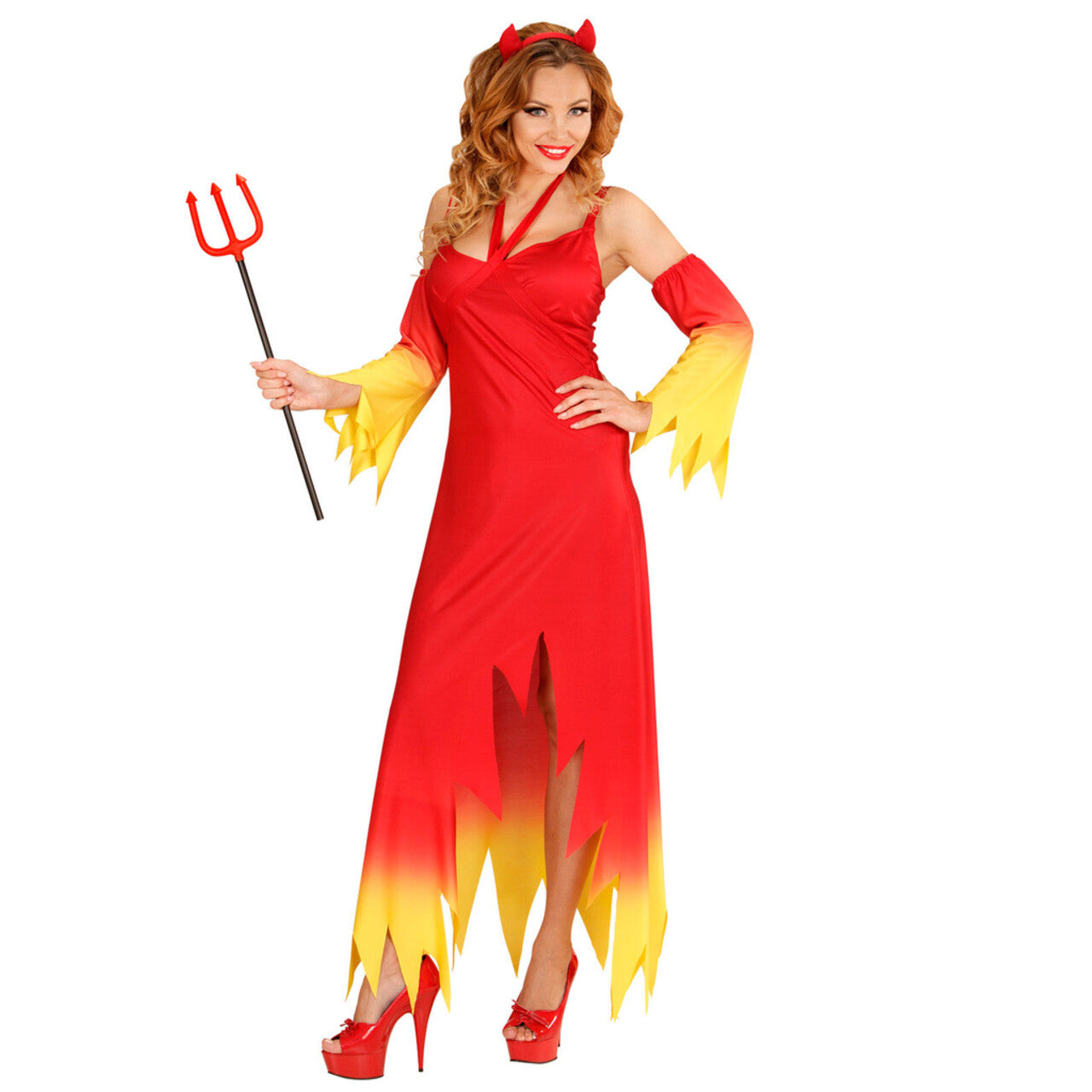 Op deze afbeelding zie je een Kostuums, van het merk Widmann. Fire Devil Duivelse Dame Vrouw Kostuum