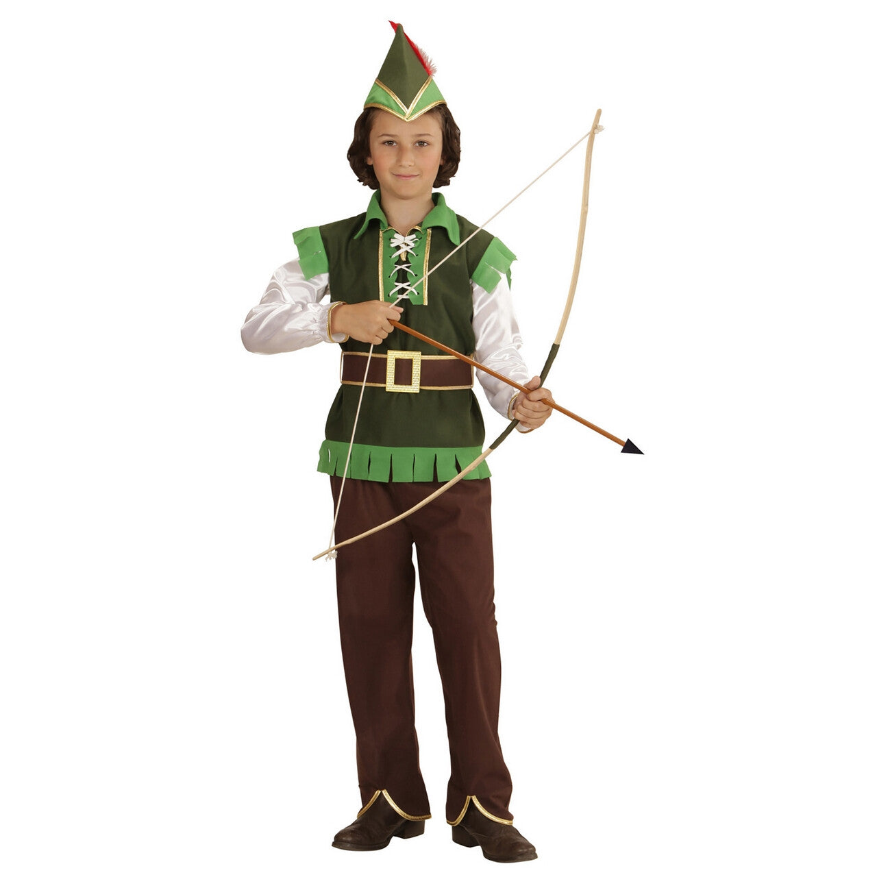 Op deze afbeelding zie je een Kostuums, van het merk Widmann. Robin Hood Uit Een Sprookje Jongen Kostuum