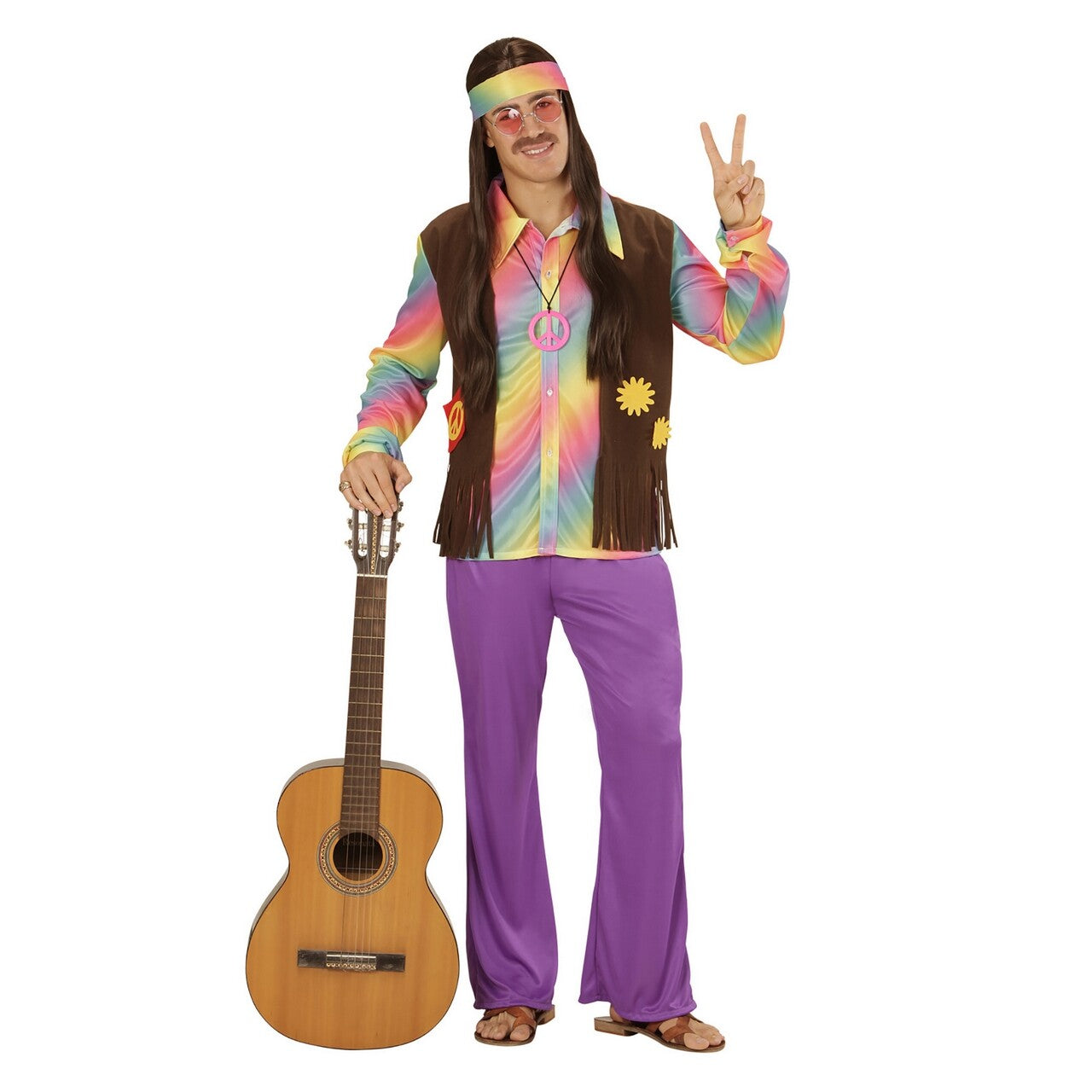 Op deze afbeelding zie je een Kostuums, van het merk Widmann. Comeback Hippie Man Kostuum