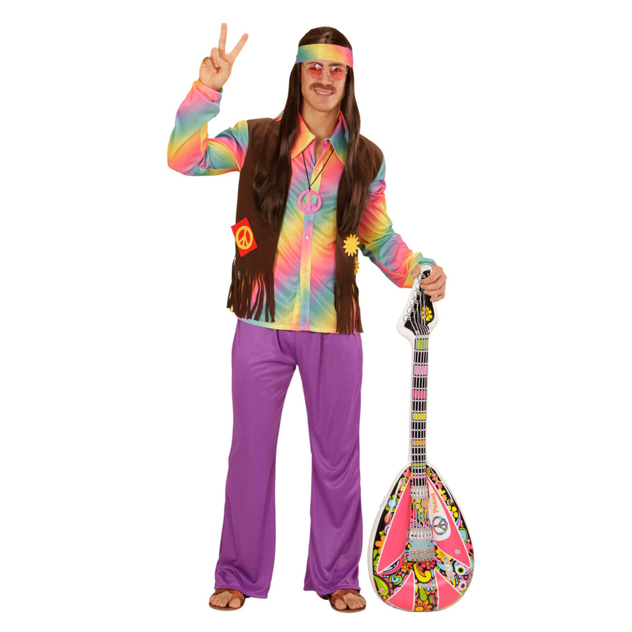 Op deze afbeelding zie je een Kostuums, van het merk Widmann. Comeback Hippie Man Kostuum