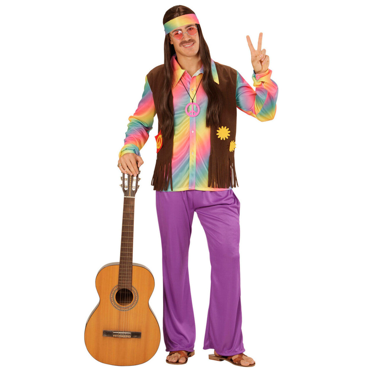 Op deze afbeelding zie je een Kostuums, van het merk Widmann. Comeback Hippie Man Kostuum
