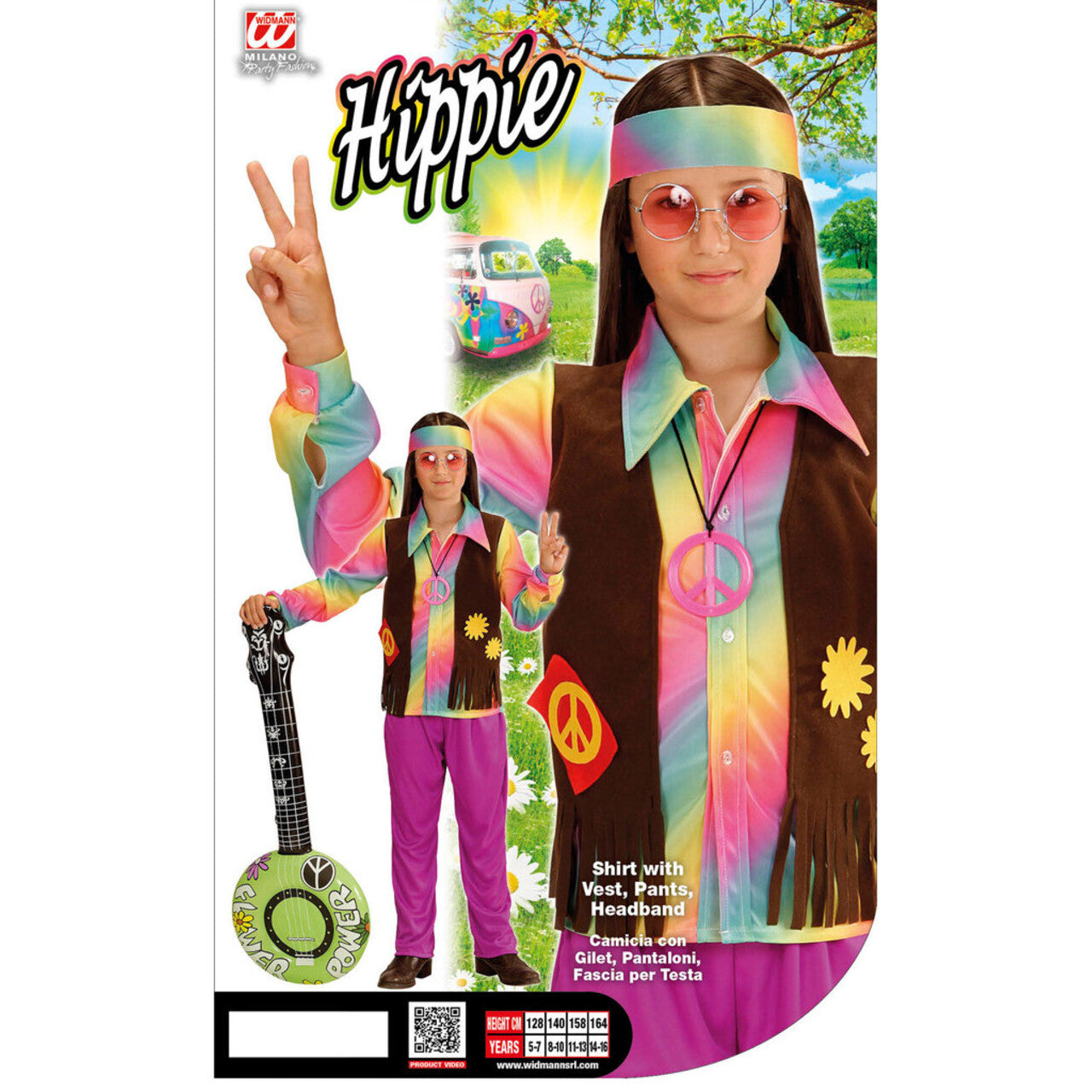 Op deze afbeelding zie je een Kostuums, van het merk Widmann. Comeback Hippie Man Kostuum