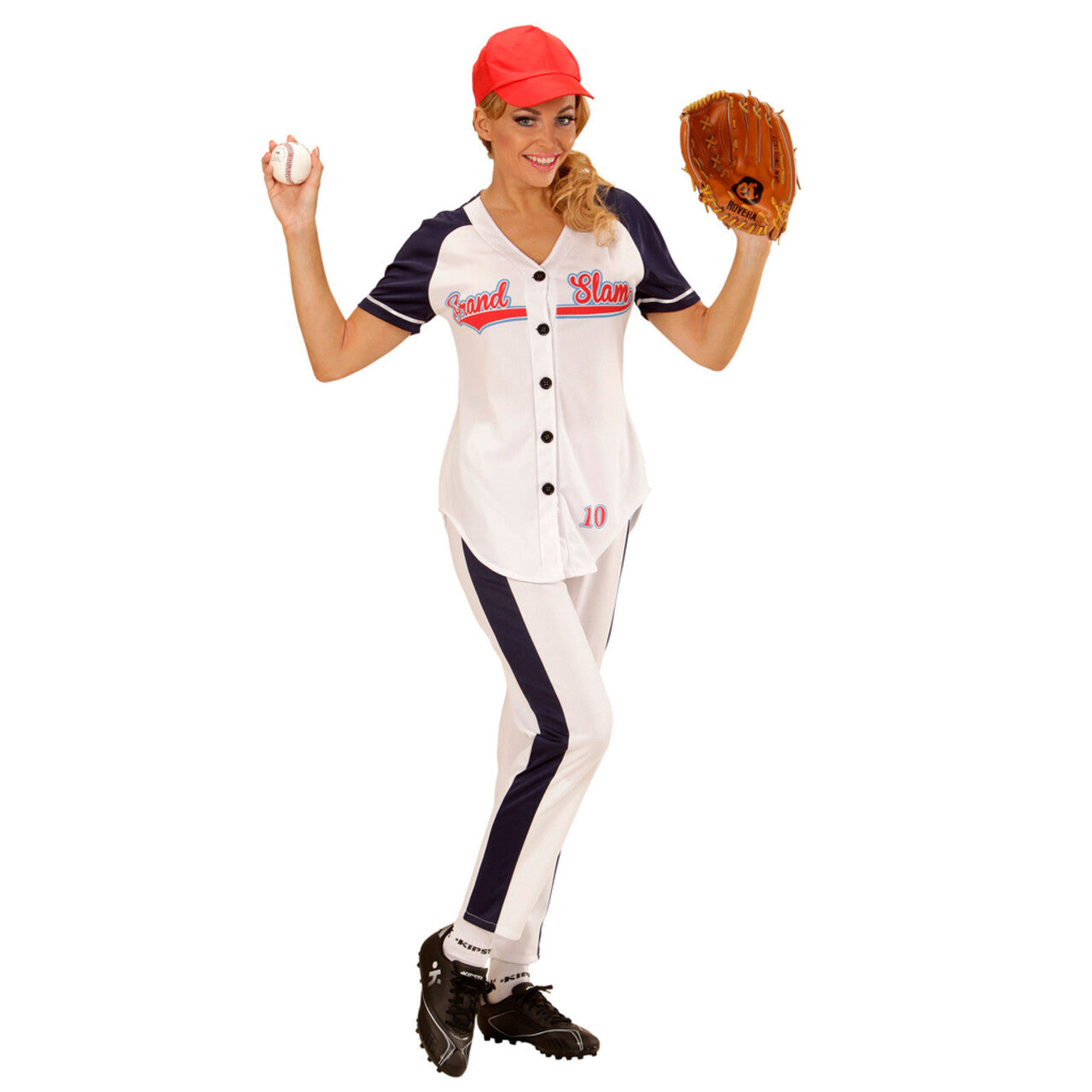 Op deze afbeelding zie je een Kostuums, van het merk Widmann. All Star Honkbal Meisje Vrouw Kostuum
