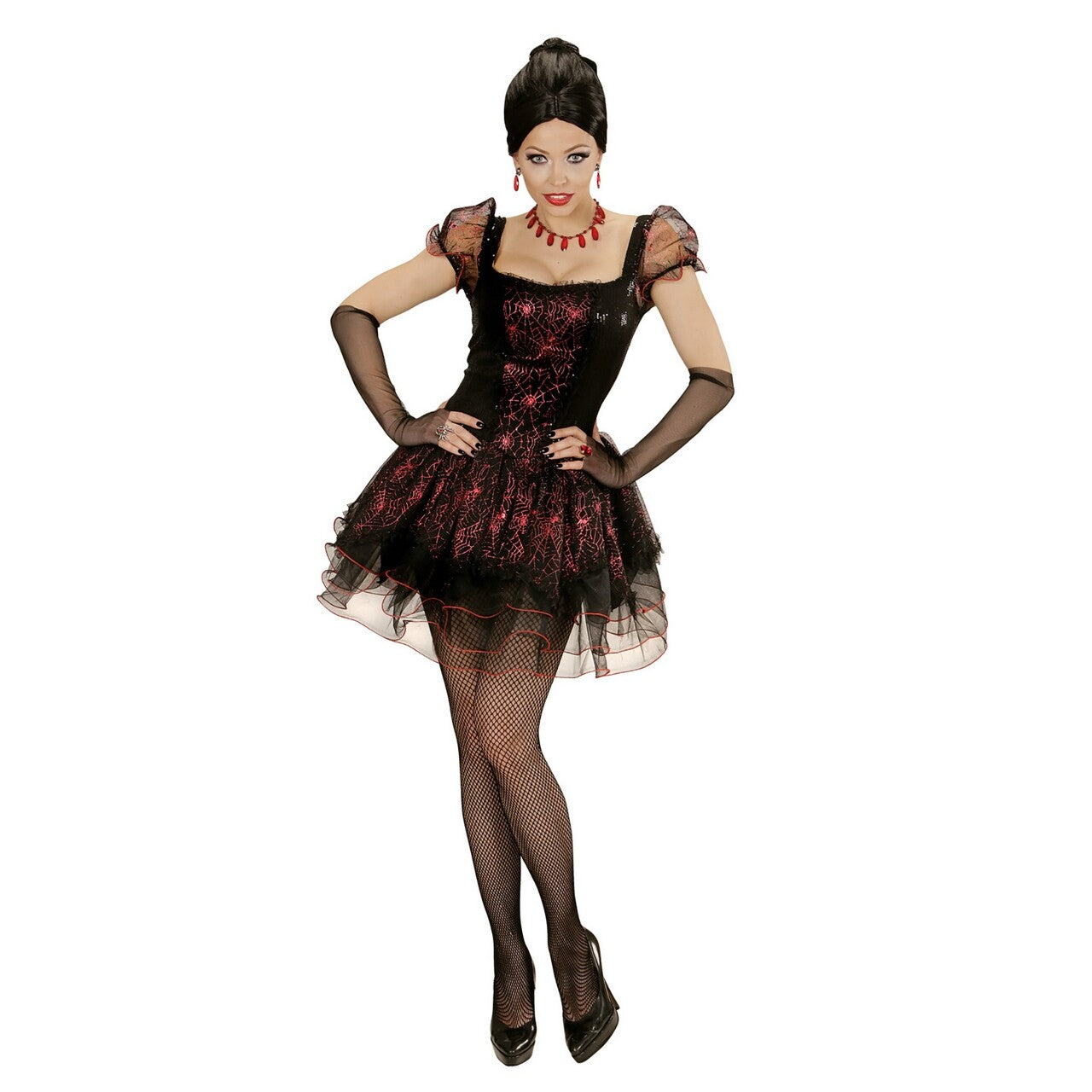 Op deze afbeelding zie je een Kostuums, van het merk Widmann. Burlesque Vampier Vrouw Kostuum