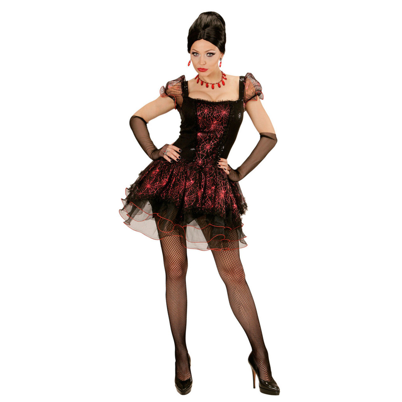 Op deze afbeelding zie je een Kostuums, van het merk Widmann. Burlesque Vampier Vrouw Kostuum