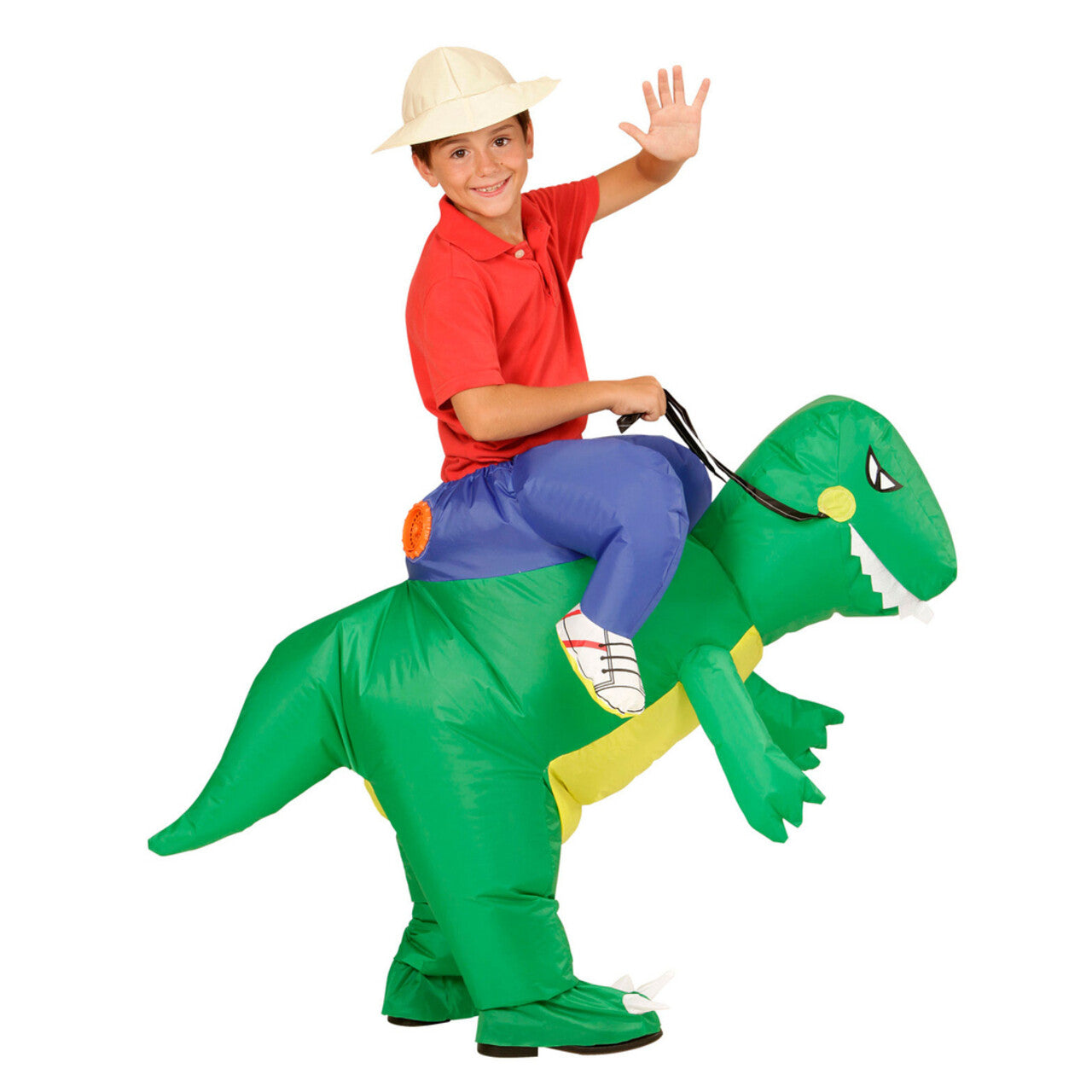 Op deze afbeelding zie je een Kostuums, van het merk Widmann. Grappige Opblaasbare Dinosaurus Kind Jongen Kostuum