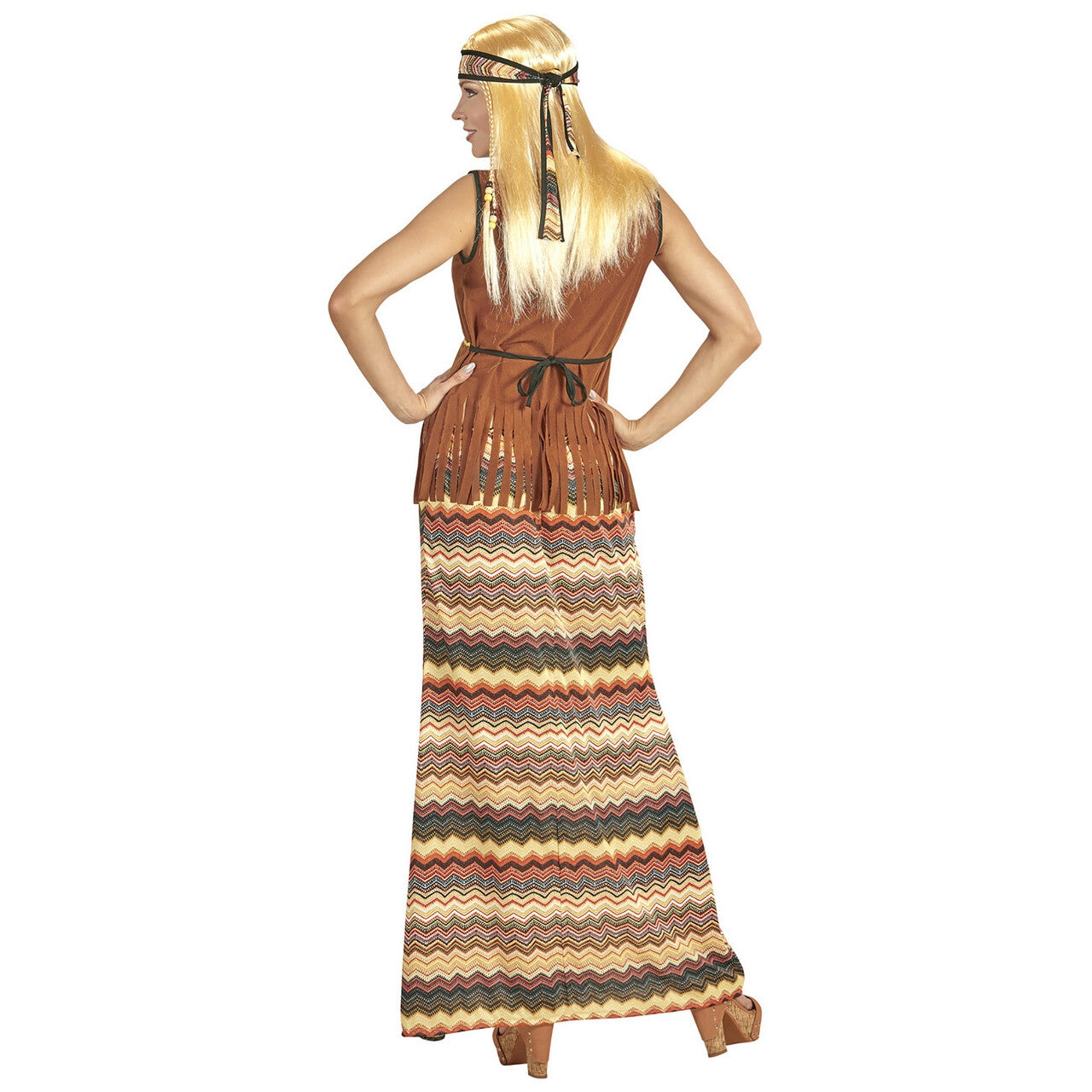 Op deze afbeelding zie je een Kostuums, van het merk Widmann. Hippie Dame Long Davy Vrouw Kostuum