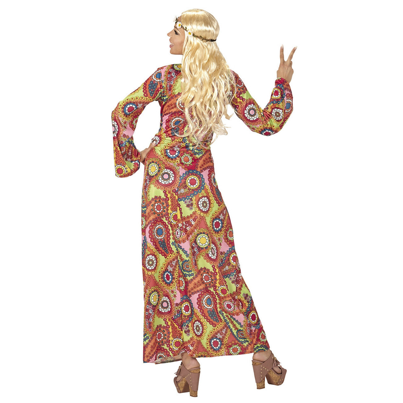 Op deze afbeelding zie je een Kostuums, van het merk Widmann. Hippie Vrouw Flower Davy Kostuum
