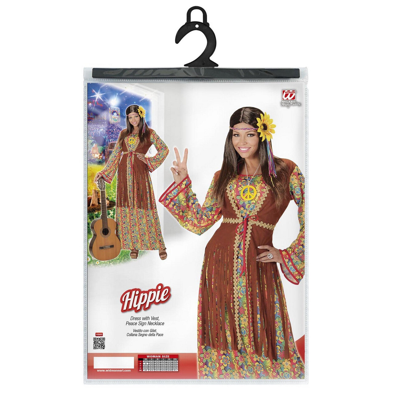 Op deze afbeelding zie je een Kostuums, van het merk Widmann. Bruine Lange Balkan Hippie Vrouw Kostuum