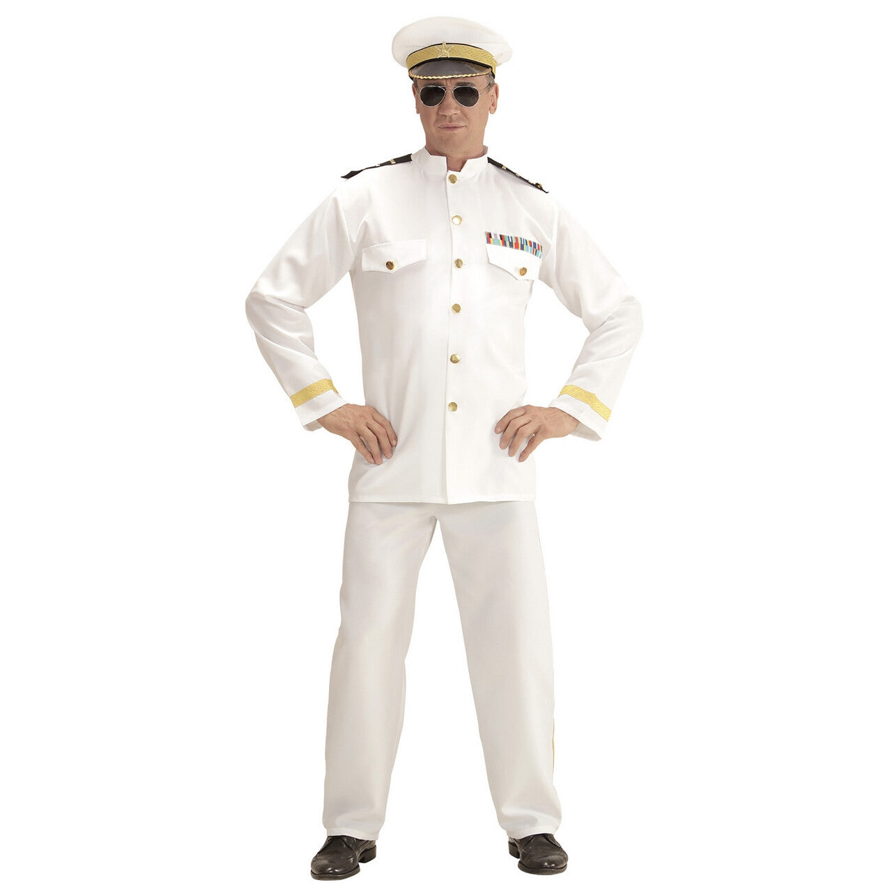 Op deze afbeelding zie je een Kostuums, van het merk Widmann. Koninklijke Marine Kapitein Man Kostuum