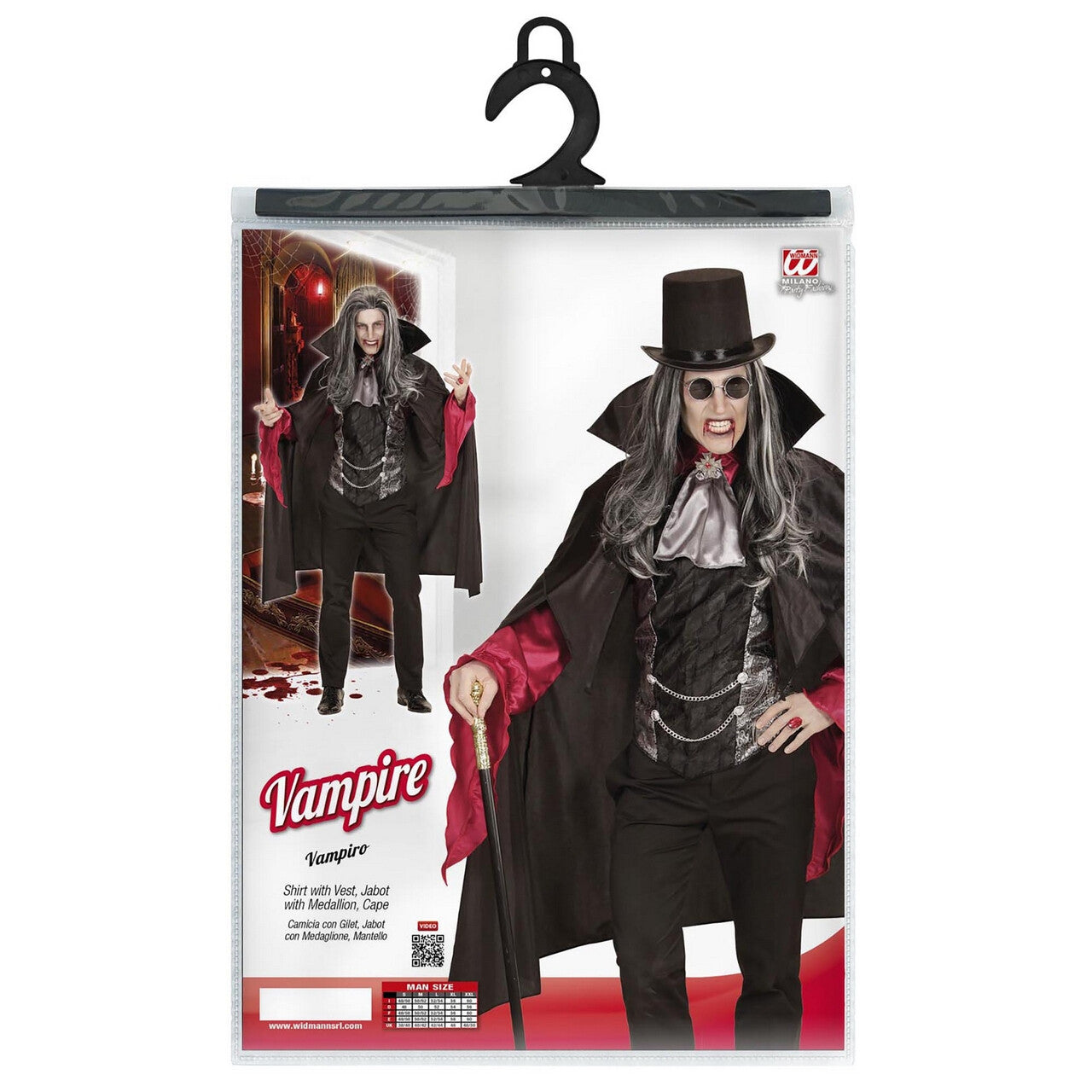Op deze afbeelding zie je een Kostuums, van het merk Widmann. Vampiro Real Vampier Man Kostuum