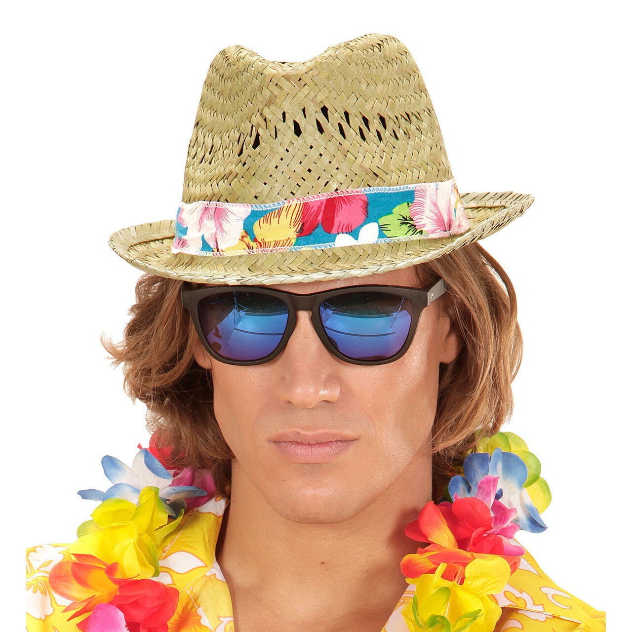 Op deze afbeelding zie je een Accessoires, van het merk Widmann. Tropische Fedora Beach Boys