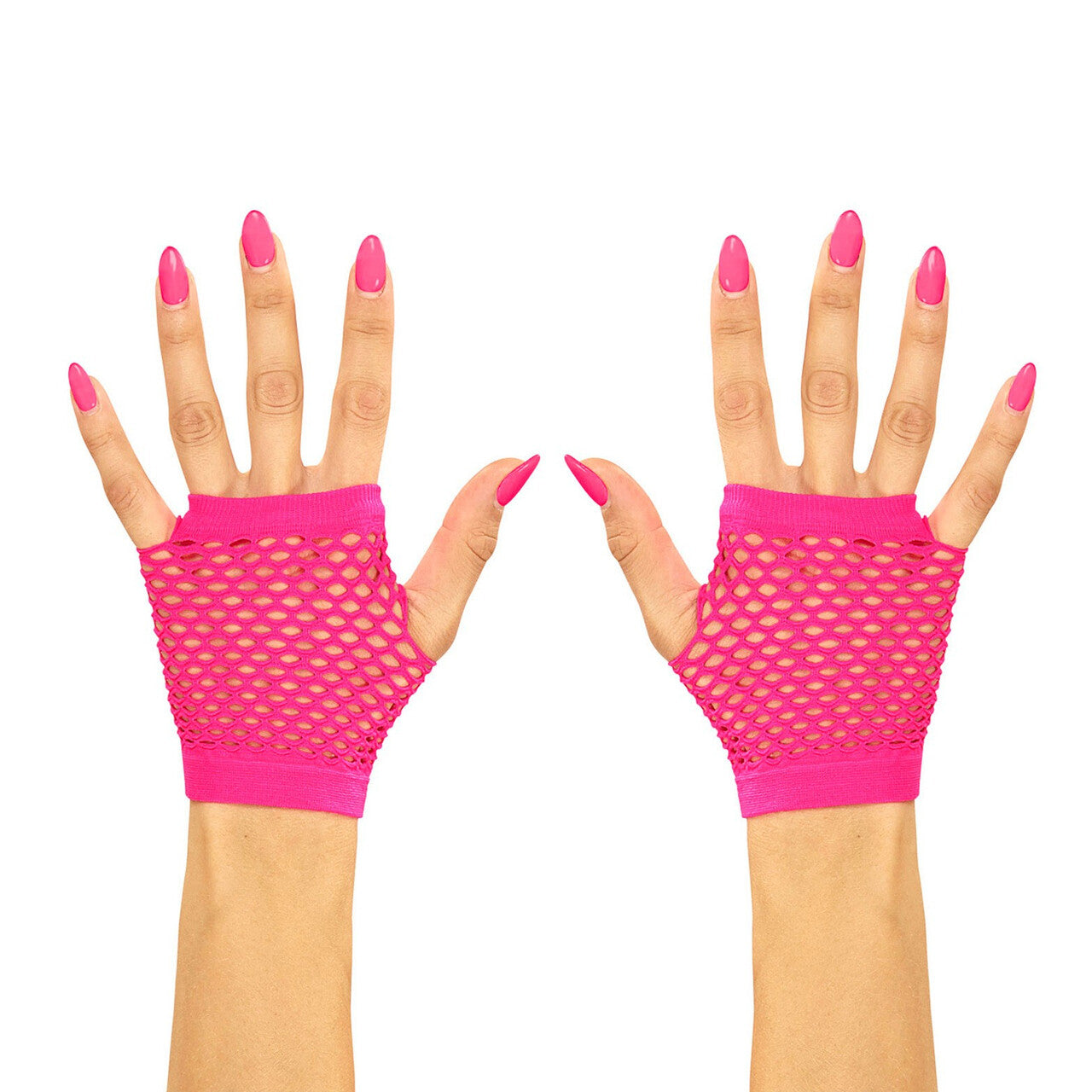 Op deze afbeelding zie je een Accessoires, van het merk Widmann. Physical Vingerloze Handschoenen Kort Neon Roze