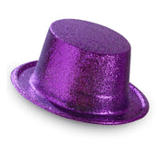 Op deze afbeelding zie je een Accessoires, van het merk Widmann. Showmaster Glitter Hoge Hoed, Paars