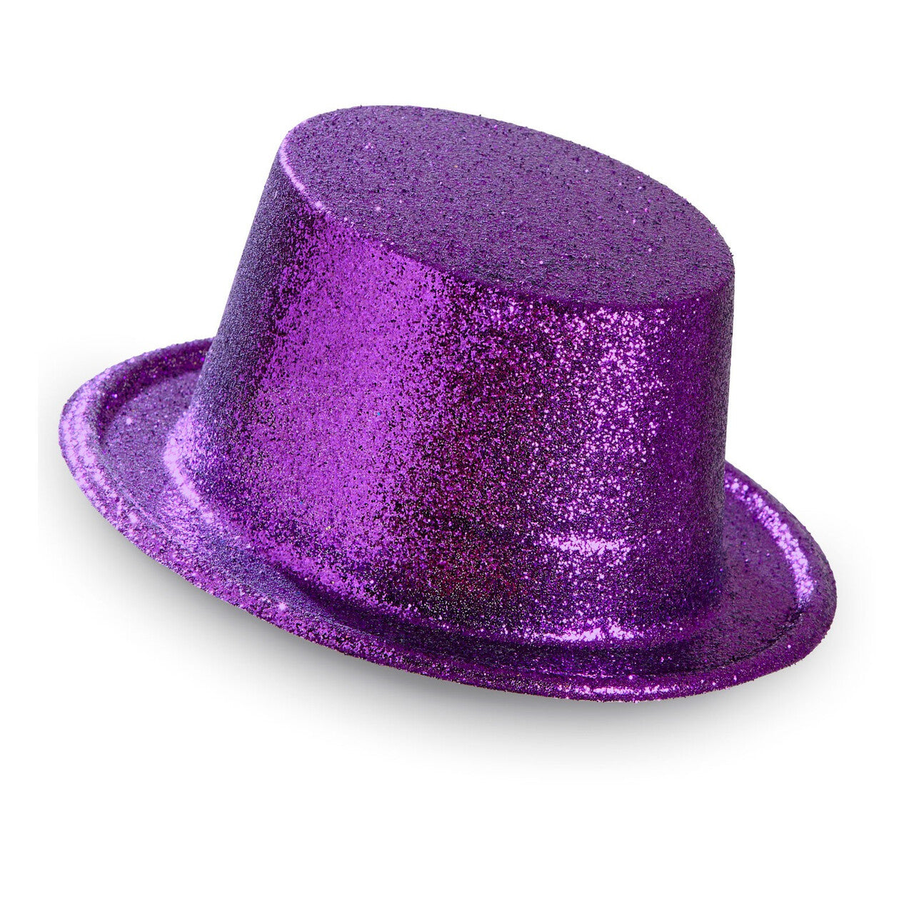 Op deze afbeelding zie je een Accessoires, van het merk Widmann. Showmaster Glitter Hoge Hoed, Paars
