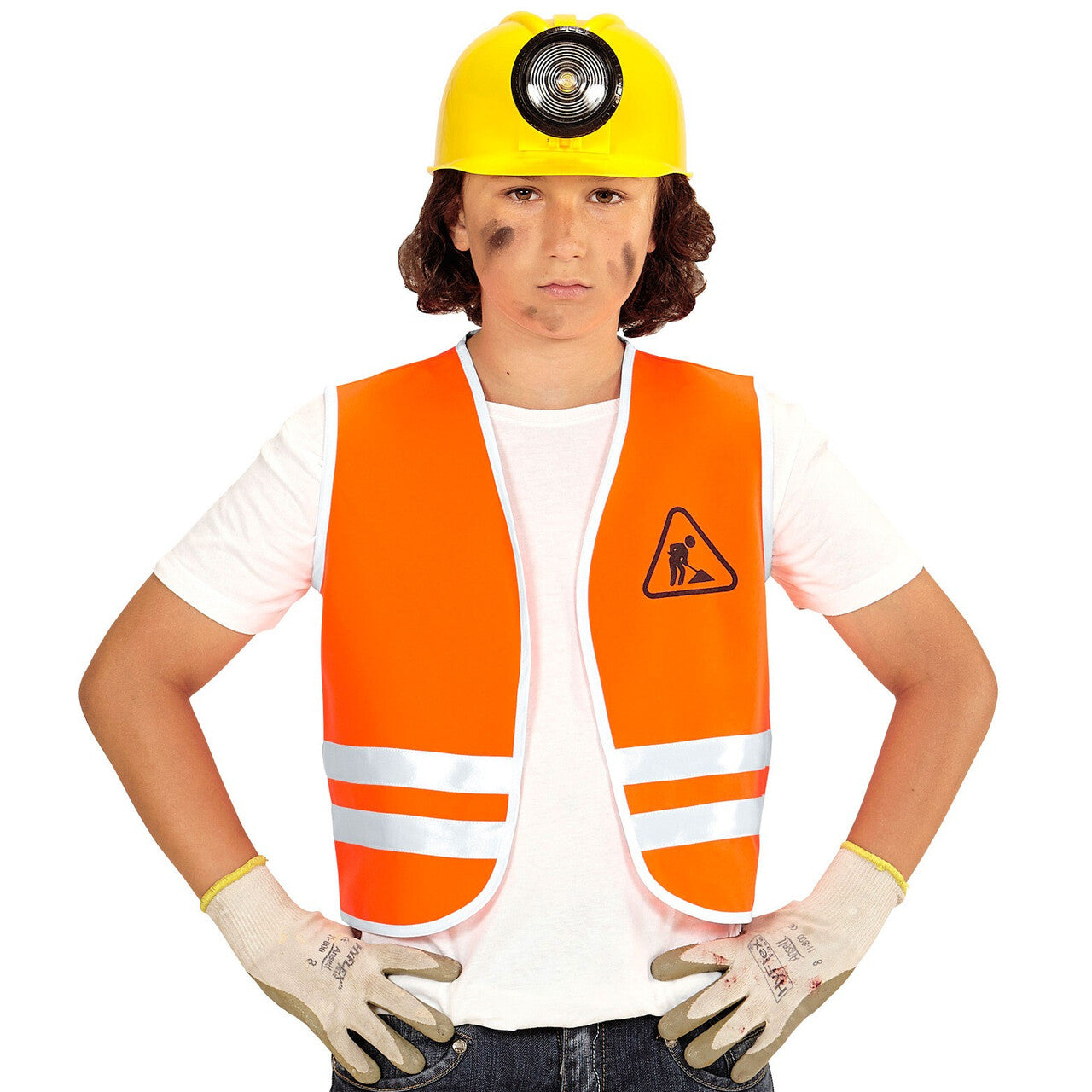 Op deze afbeelding zie je een Kostuums, van het merk Widmann. Oranje Wegwerker Vest, Kind Kind