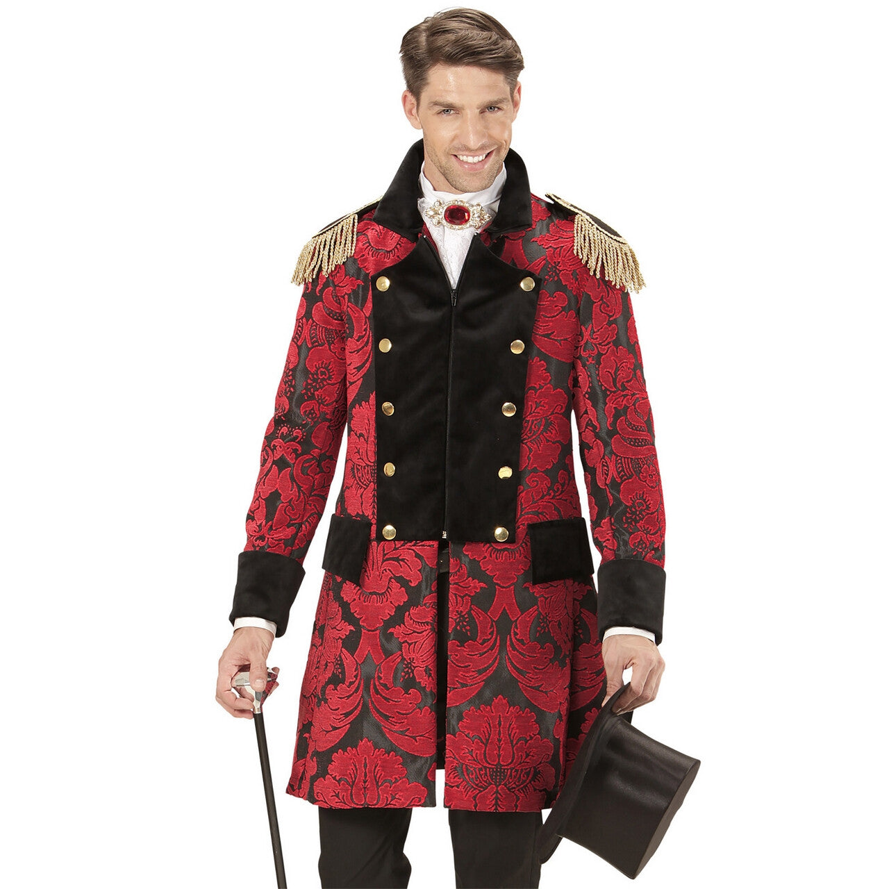 Op deze afbeelding zie je een Kostuums, van het merk Widmann. Royale Paradejas Rood Man