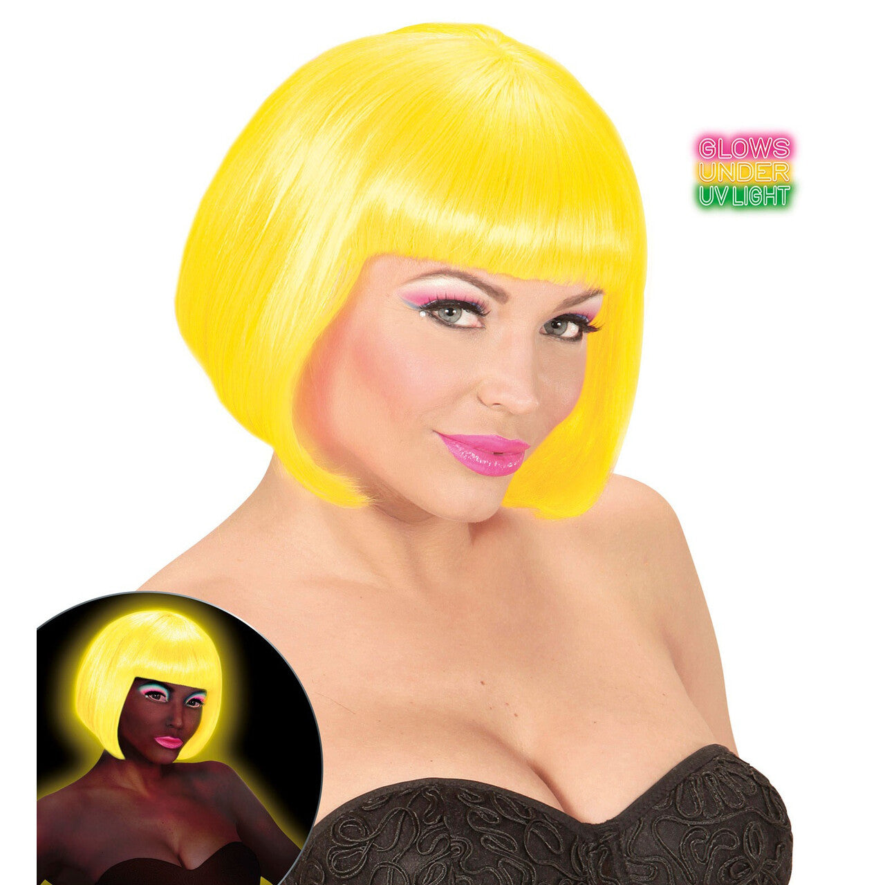 Op deze afbeelding zie je een Accessoires, van het merk Widmann. Bob Pruik, Valentina Neon, Geel