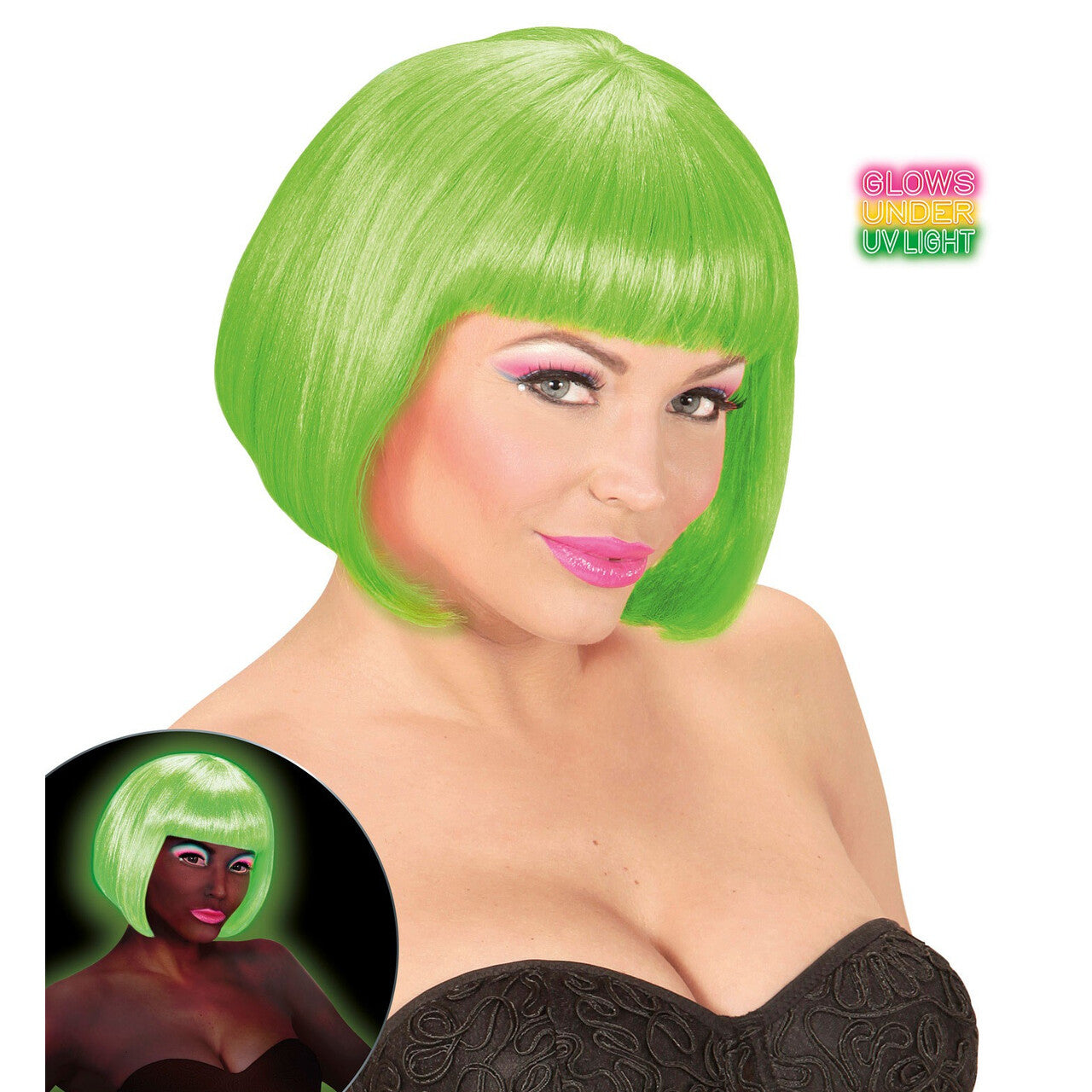 Op deze afbeelding zie je een Accessoires, van het merk Widmann. Bob Pruik, Valentina Neon, Groen