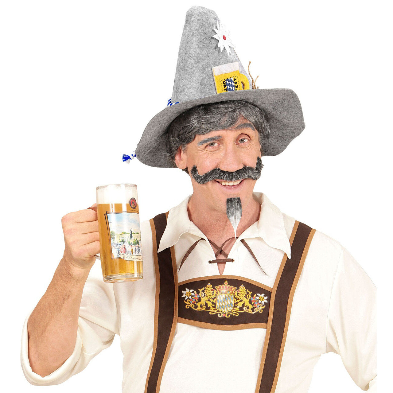 Op deze afbeelding zie je een Accessoires, van het merk Widmann. Beierse Oktoberfest Hoed Edelwijs / Bierpul