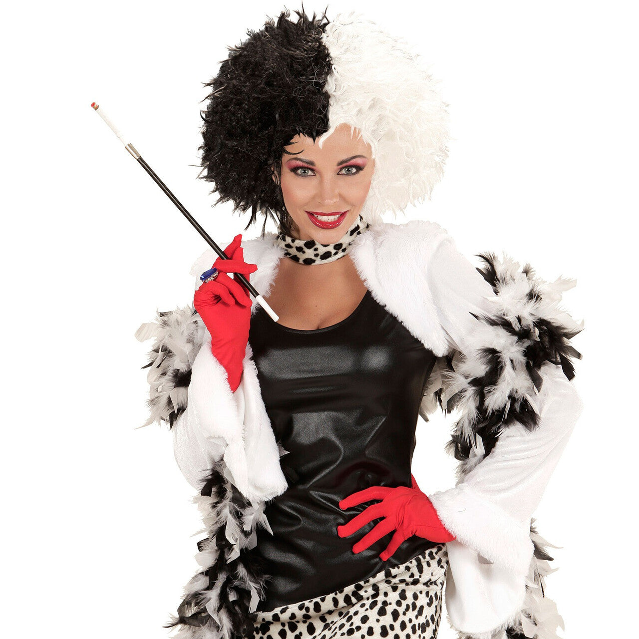 Op deze afbeelding zie je een Accessoires, van het merk Widmann. Cruella Pruik, Zwart En Wit