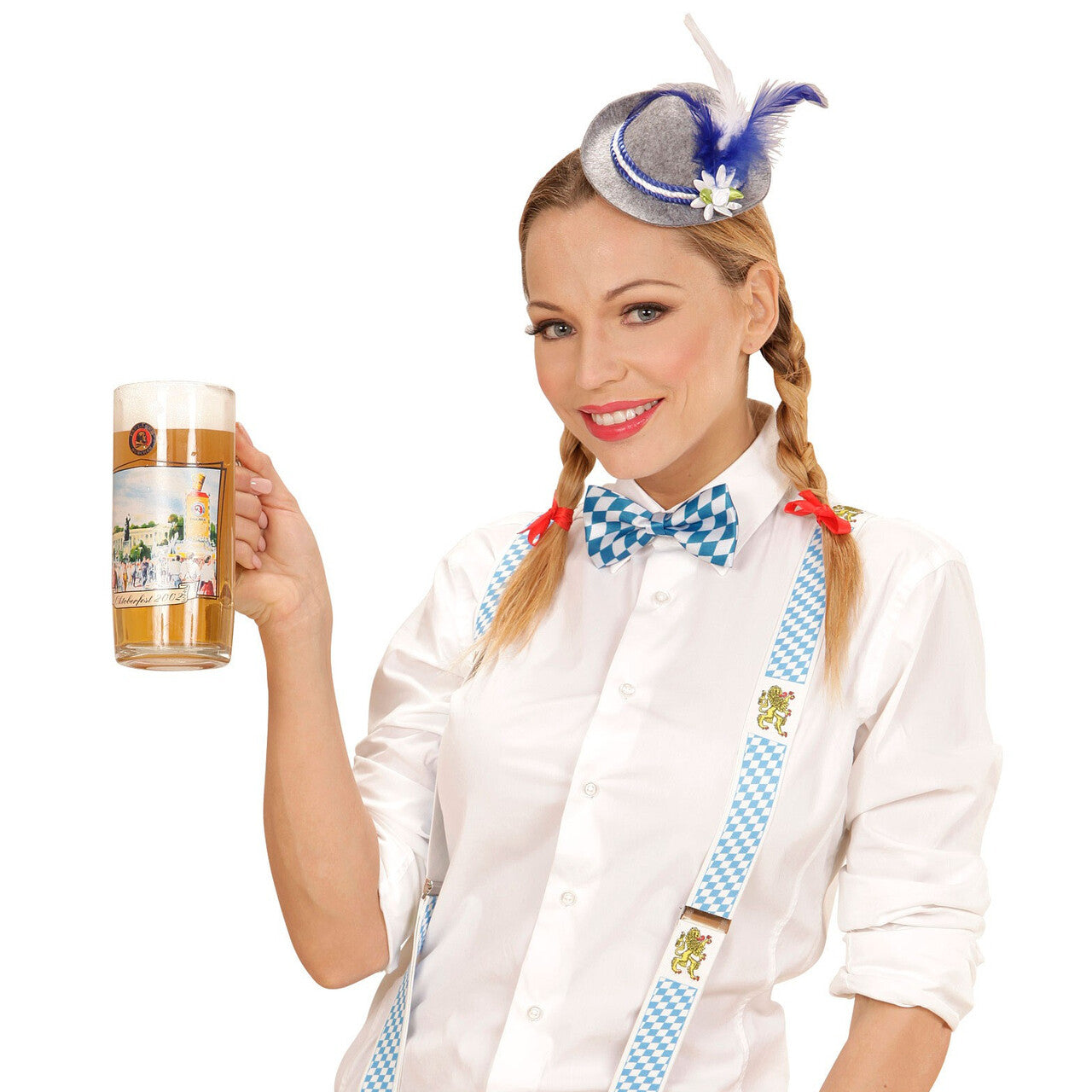 Op deze afbeelding zie je een Accessoires, van het merk Widmann. Oktoberfest Dames Mini Beierse Fedora, Blauw