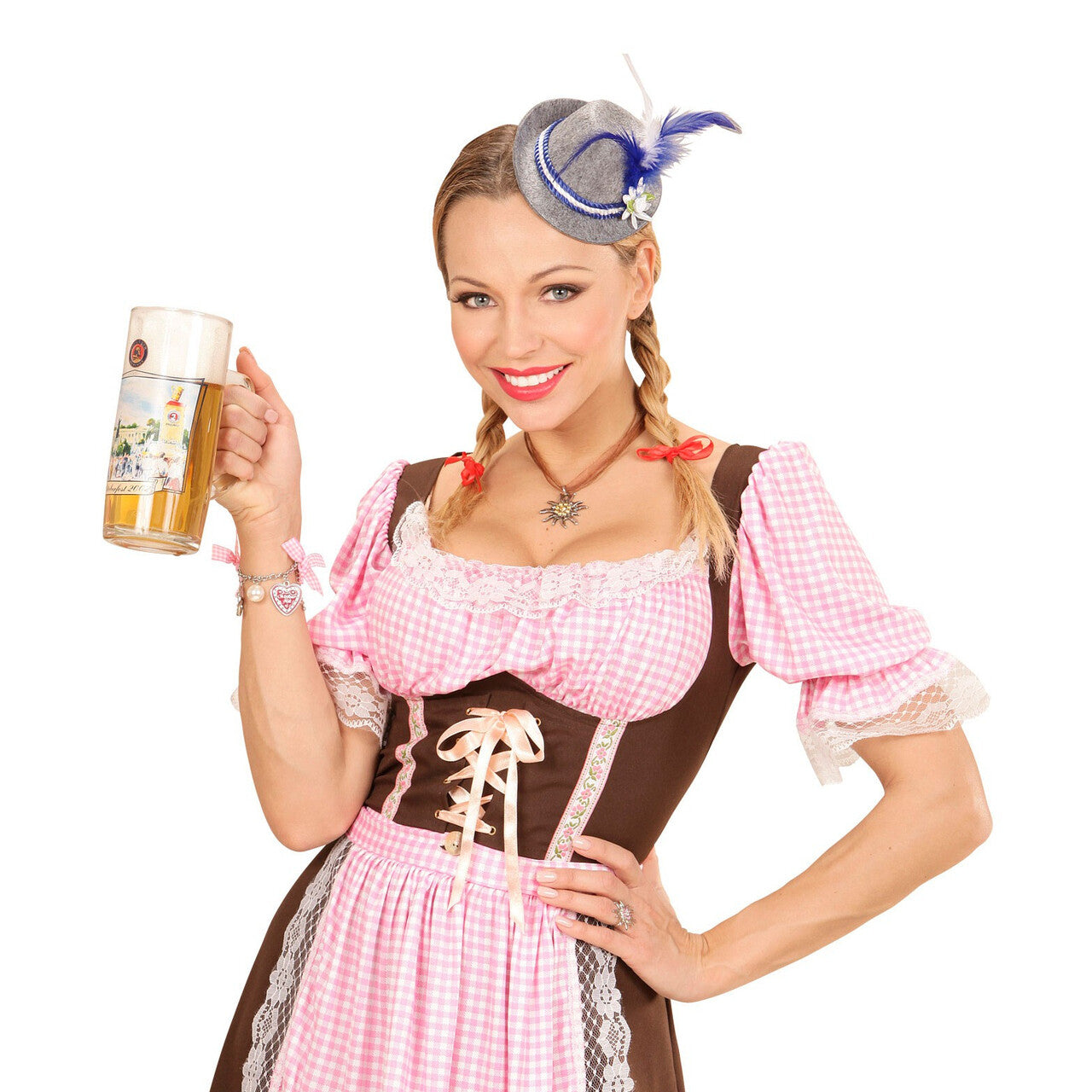 Op deze afbeelding zie je een Accessoires, van het merk Widmann. Oktoberfest Dames Mini Beierse Fedora, Blauw