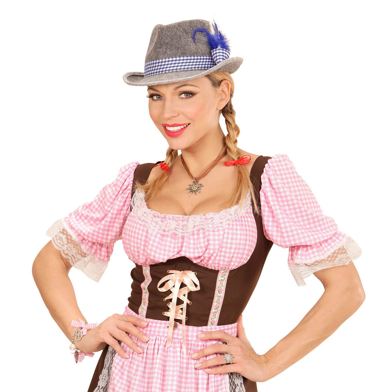 Op deze afbeelding zie je een Accessoires, van het merk Widmann. Oktoberfest Heren Beierse Fedora Met Blauwe Veren