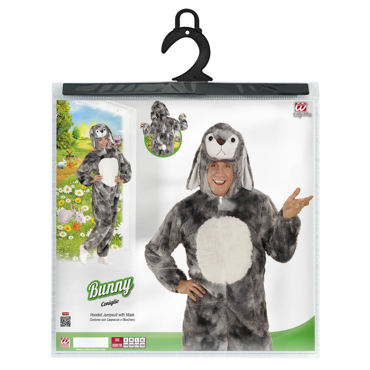 Op deze afbeelding zie je een Kostuums, van het merk Widmann. Dieren Onesie Pluche Konijn Grijs Kostuum