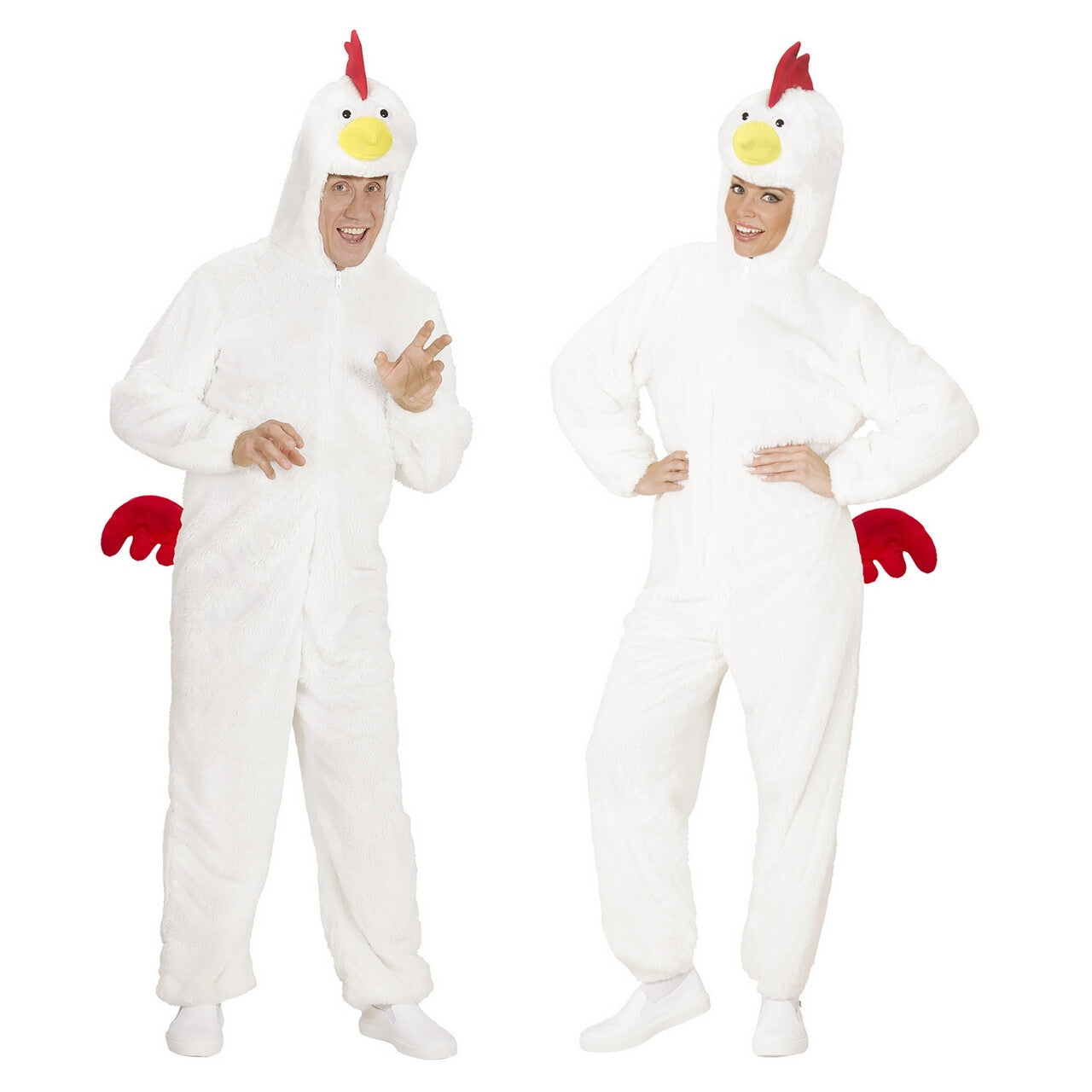Op deze afbeelding zie je een Kostuums, van het merk Widmann. Dieren Onesie Pluche Kip Kostuum