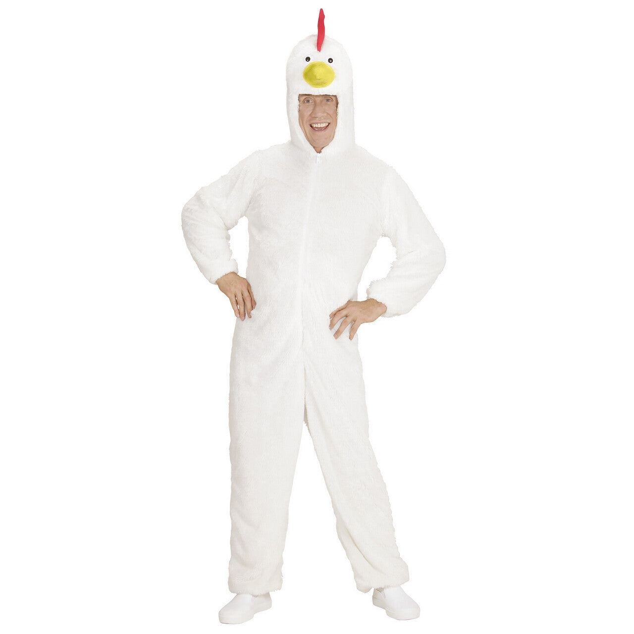 Op deze afbeelding zie je een Kostuums, van het merk Widmann. Dieren Onesie Pluche Kip Kostuum