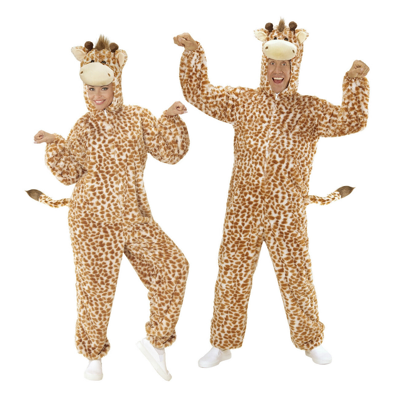 Op deze afbeelding zie je een Kostuums, van het merk Widmann. Dieren Onesie Pluche Giraffe Kostuum