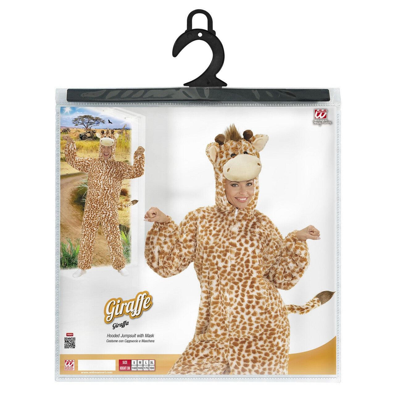 Op deze afbeelding zie je een Kostuums, van het merk Widmann. Dieren Onesie Pluche Giraffe Kostuum