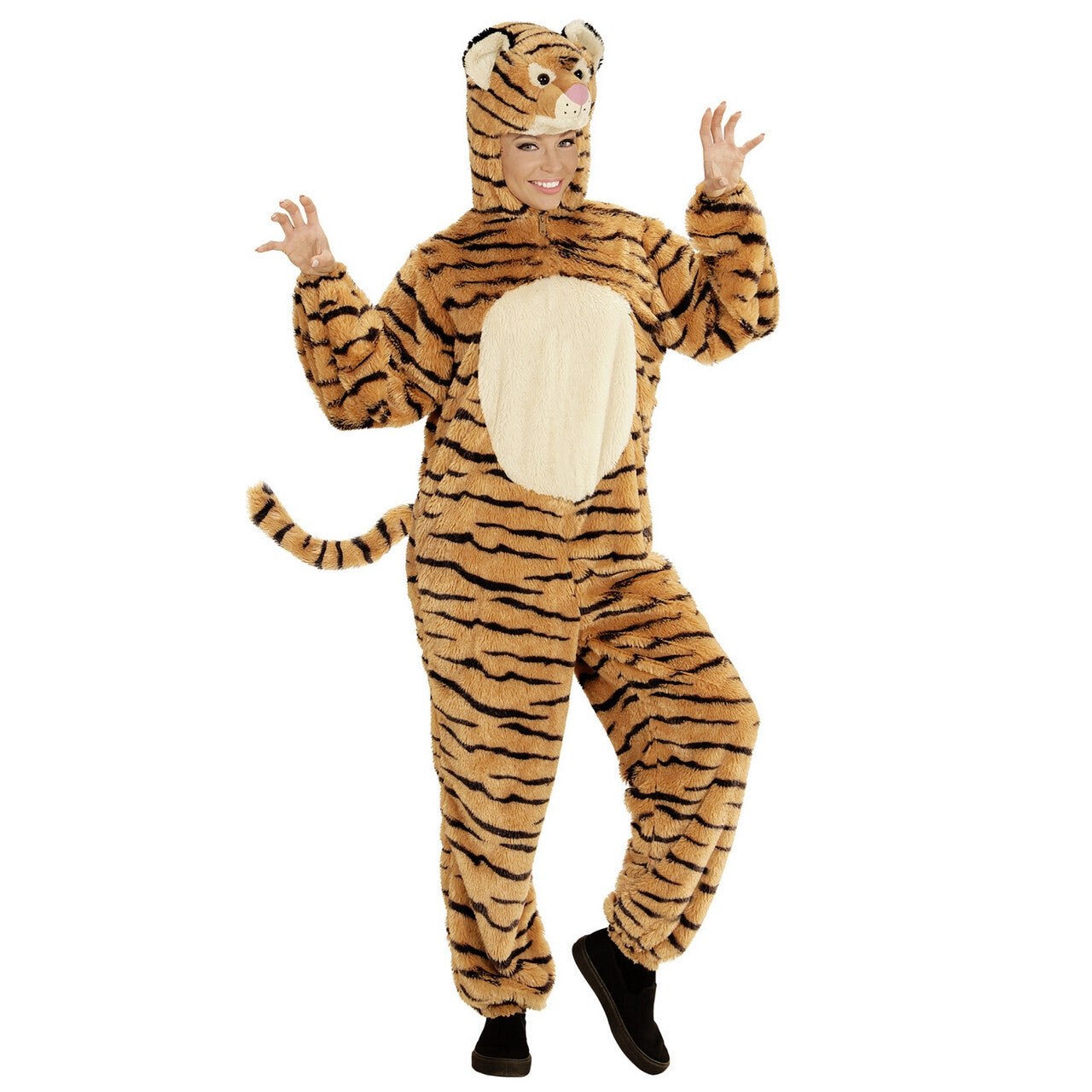 Op deze afbeelding zie je een Kostuums, van het merk Widmann. Dieren Onesie Pluche Tijger Kostuum