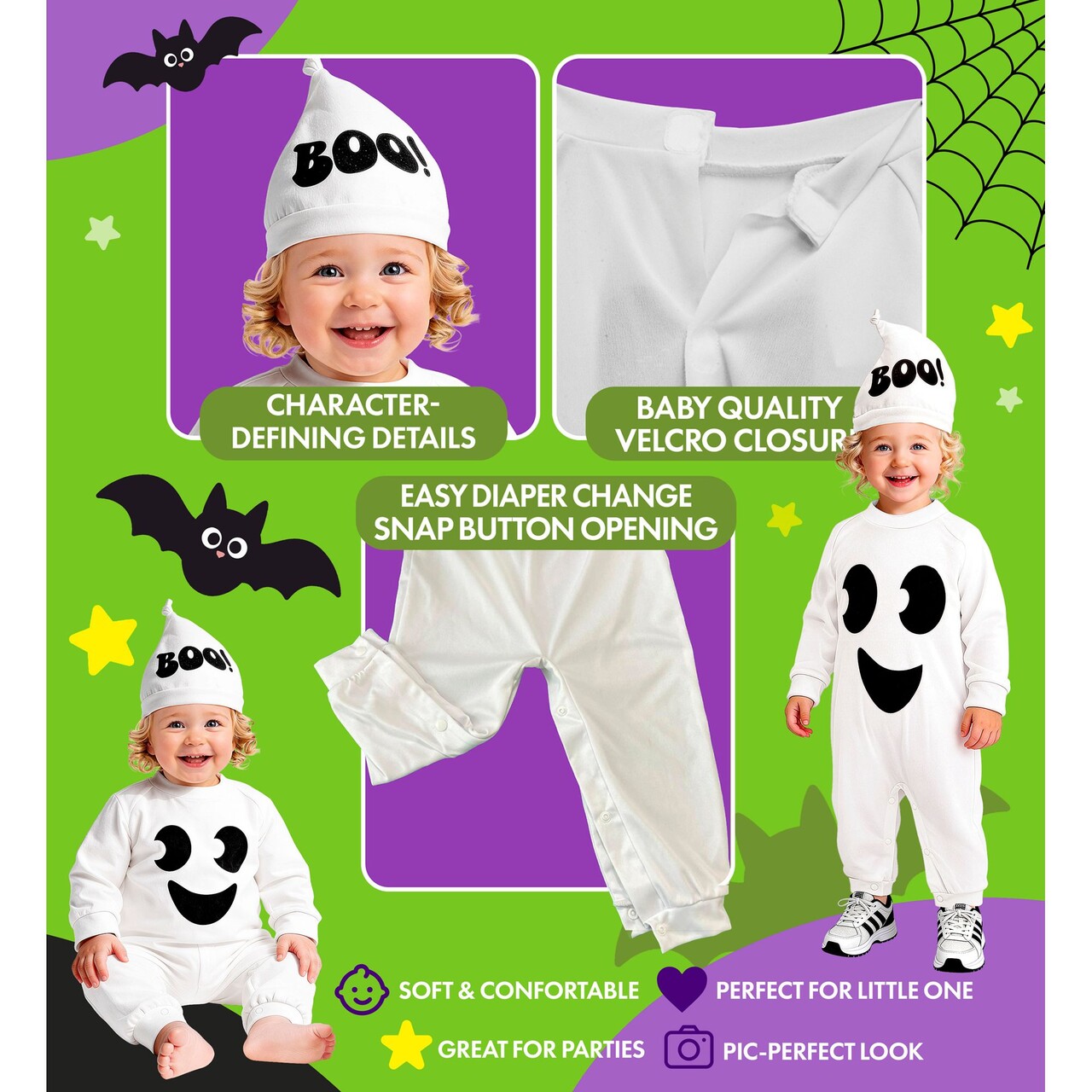 Op deze afbeelding zie je een Kostuums, van het merk Widmann. Spookje Boo Kind Kostuum