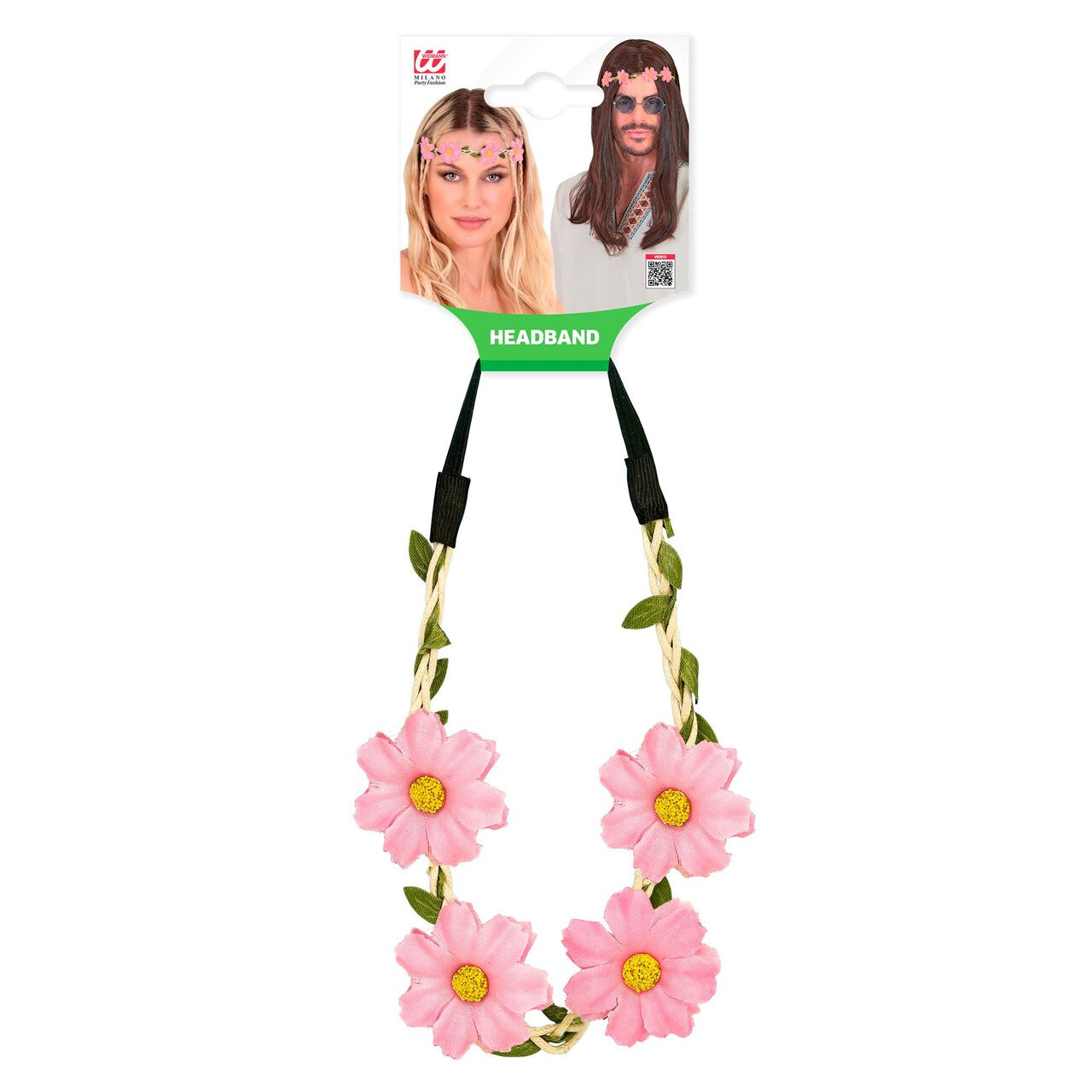 Op deze afbeelding zie je een Accessoires, van het merk Widmann. Boho Bloemen Hoofdband Roze