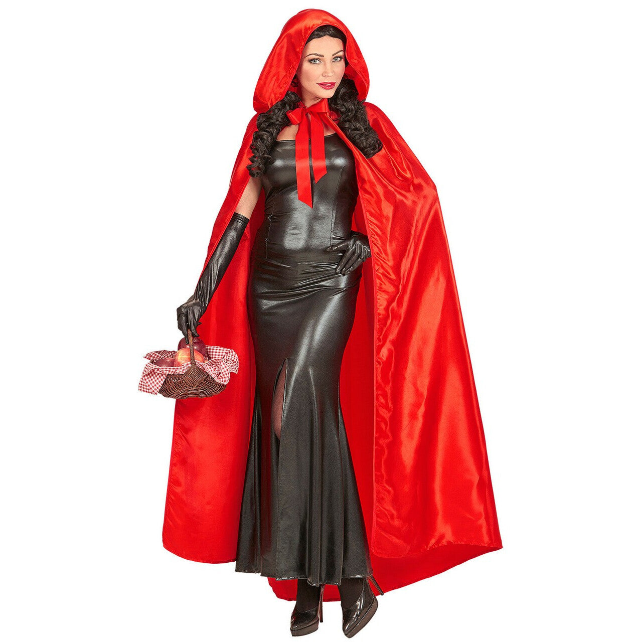 Op deze afbeelding zie je een Accessoires, van het merk Widmann. Satijnen Cape Met Kap Rood Velvetia