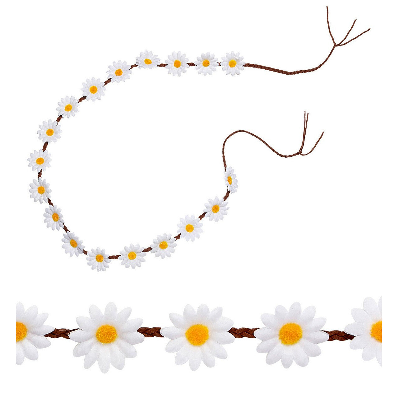 Op deze afbeelding zie je een Accessoires, van het merk Widmann. Riem Witte Madeliefjes 140 Centimeter
