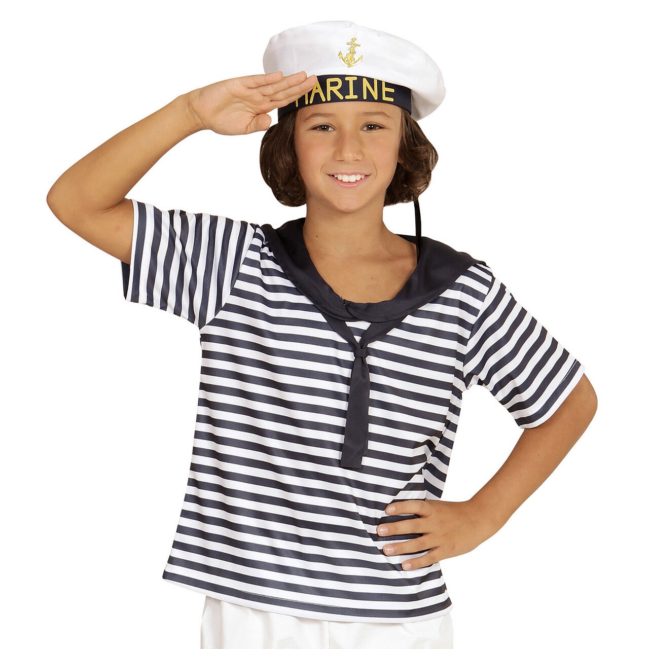 Op deze afbeelding zie je een Kostuums, van het merk Widmann. Marine Set Sammy Kind Kostuum