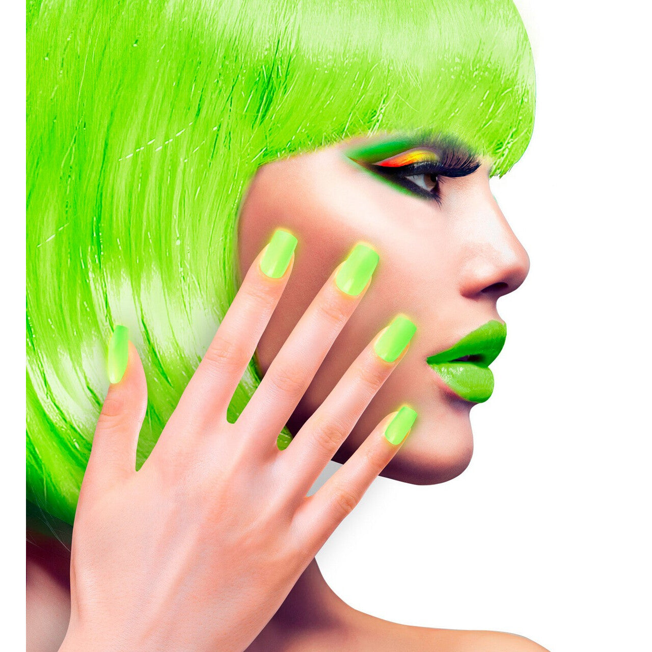 Op deze afbeelding zie je een Accessoires, van het merk Widmann. Nagels Airbrush Neon Groen 80s Lady