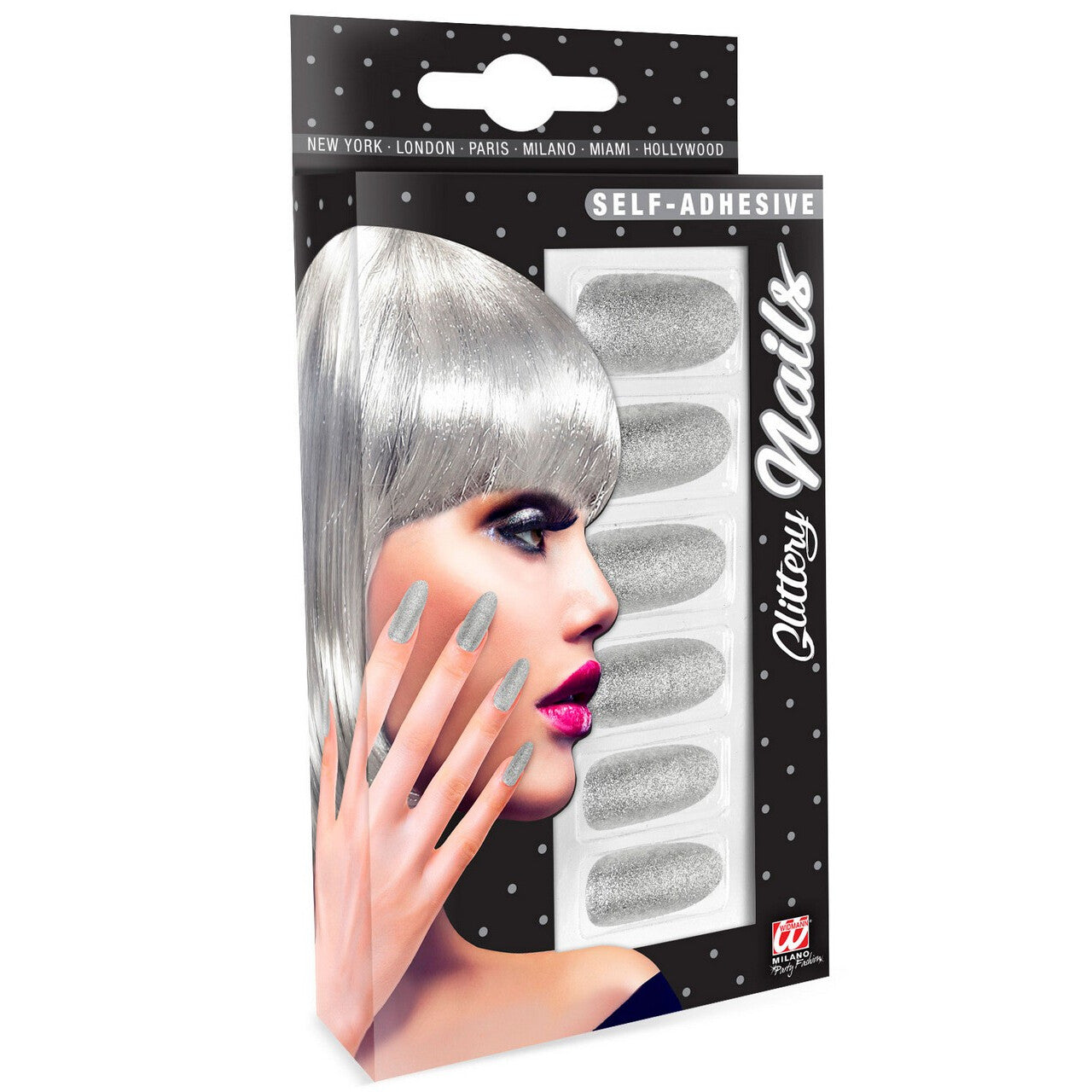 Op deze afbeelding zie je een Accessoires, van het merk Widmann. Nagels Pearly Iriserend Glitter Zilver