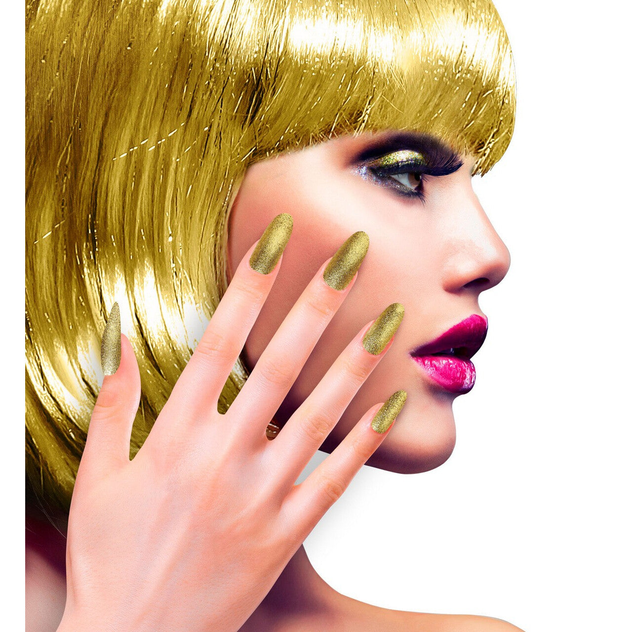 Op deze afbeelding zie je een Accessoires, van het merk Widmann. Nagels Pearly Iriserend Glitter Goud