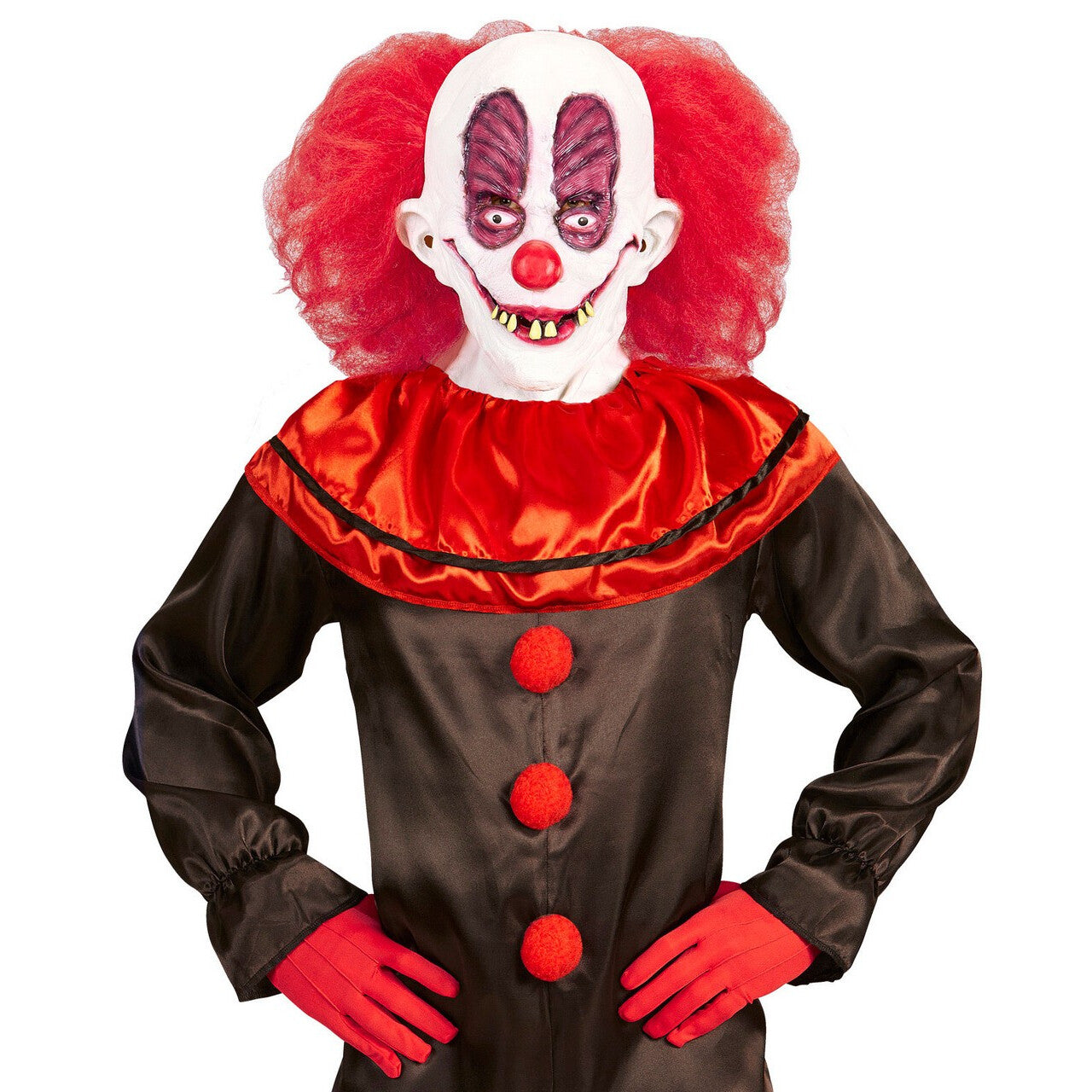 Op deze afbeelding zie je een Accessoires, van het merk Widmann. Masker Gekke Clown Slechte Gebit Met Haar Inclusief Nek