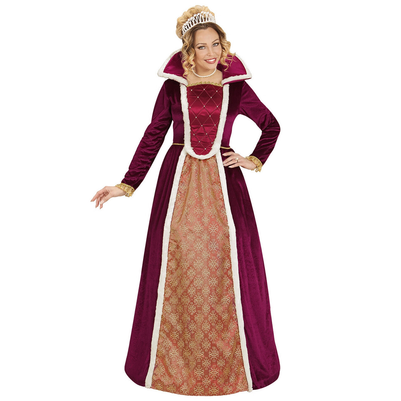 Op deze afbeelding zie je een Kostuums, van het merk Widmann. Royal Queen Mary Vrouw Kostuum