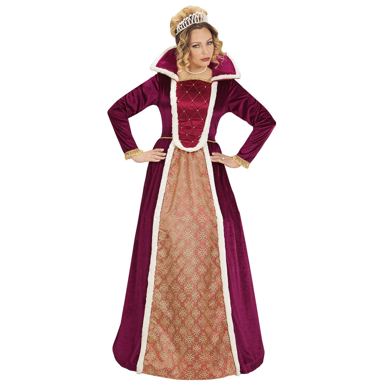 Op deze afbeelding zie je een Kostuums, van het merk Widmann. Royal Queen Mary Vrouw Kostuum